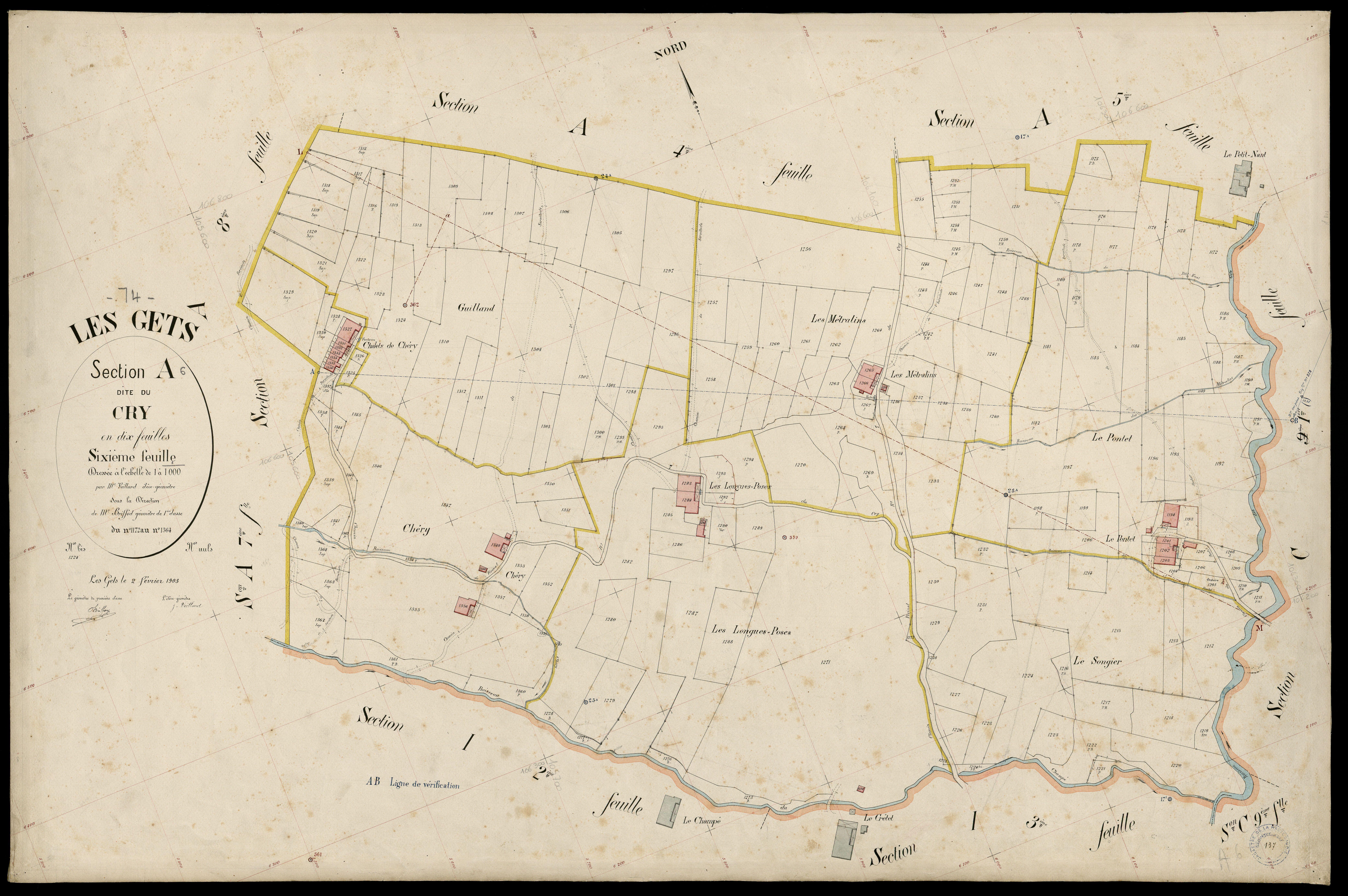 3 P 3 4908 - Feuille n° 7, parcelles n° 136 à 1391 - 2 février 1903