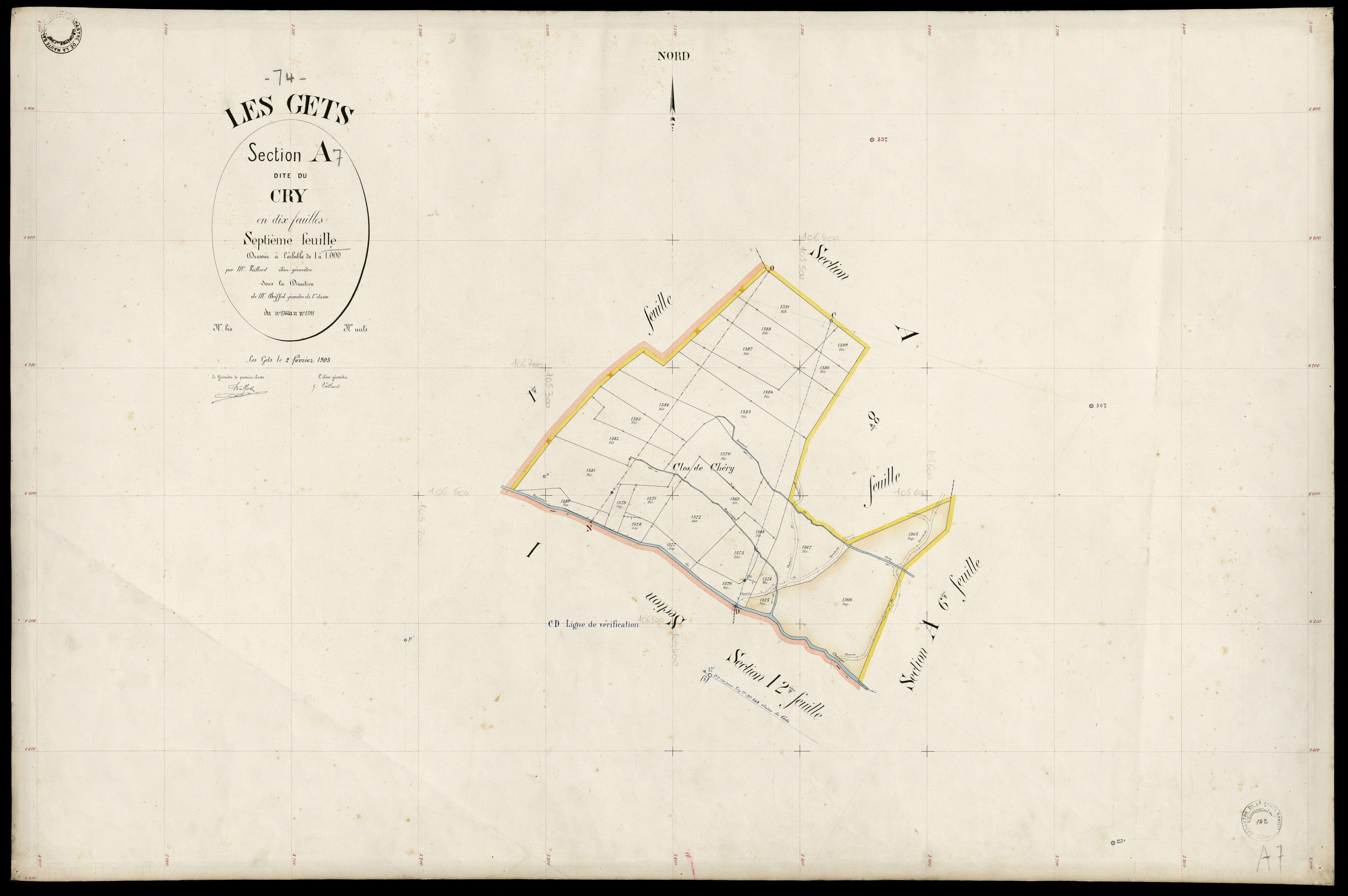 3 P 3 4909 - Feuille n° 8, parcelles n° 1392 à 1408 - 2 février 1903