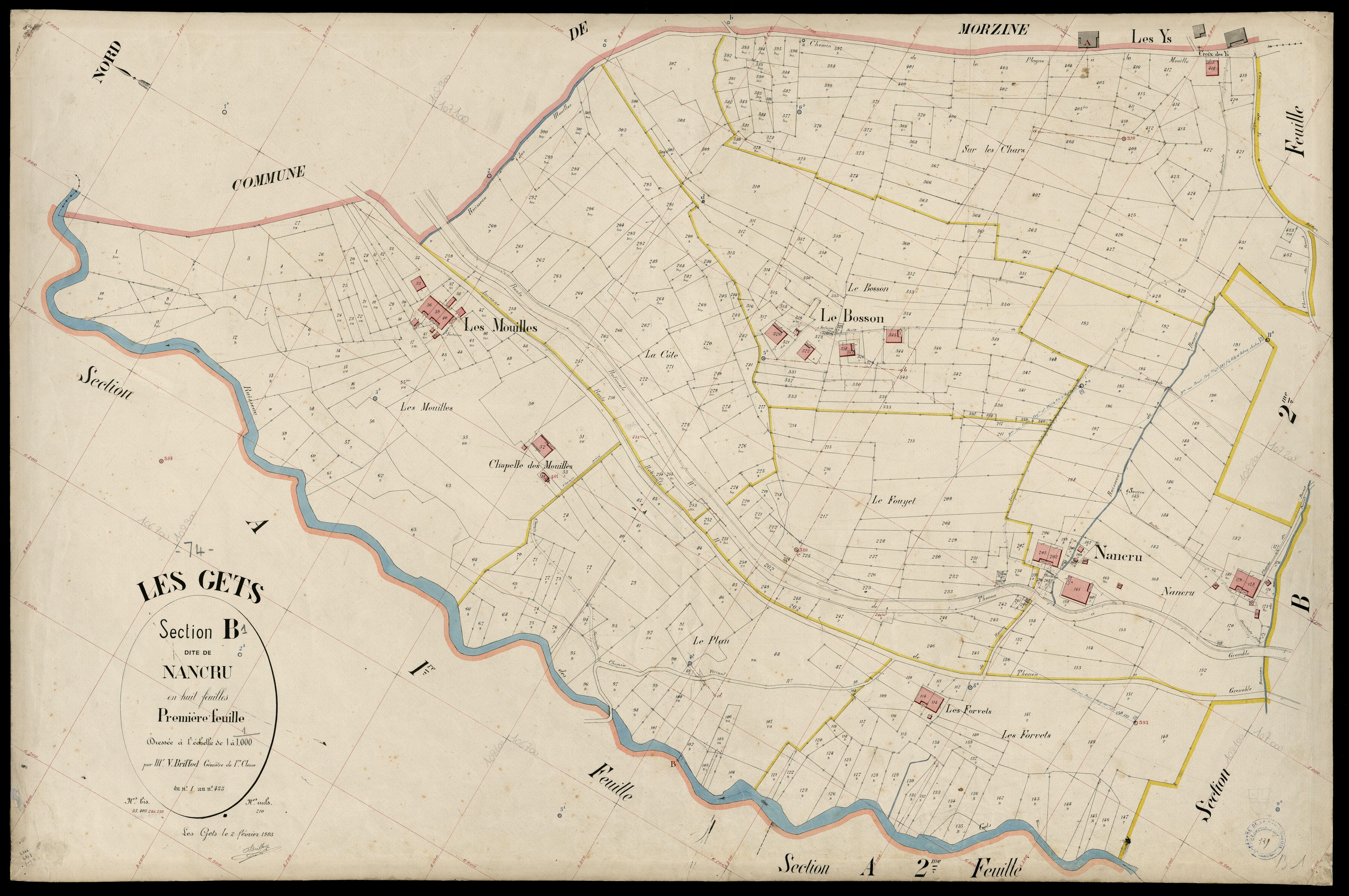 3 P 3 4913 - Feuille n° 2, parcelles n° 434 à 708 - 2 février 1903