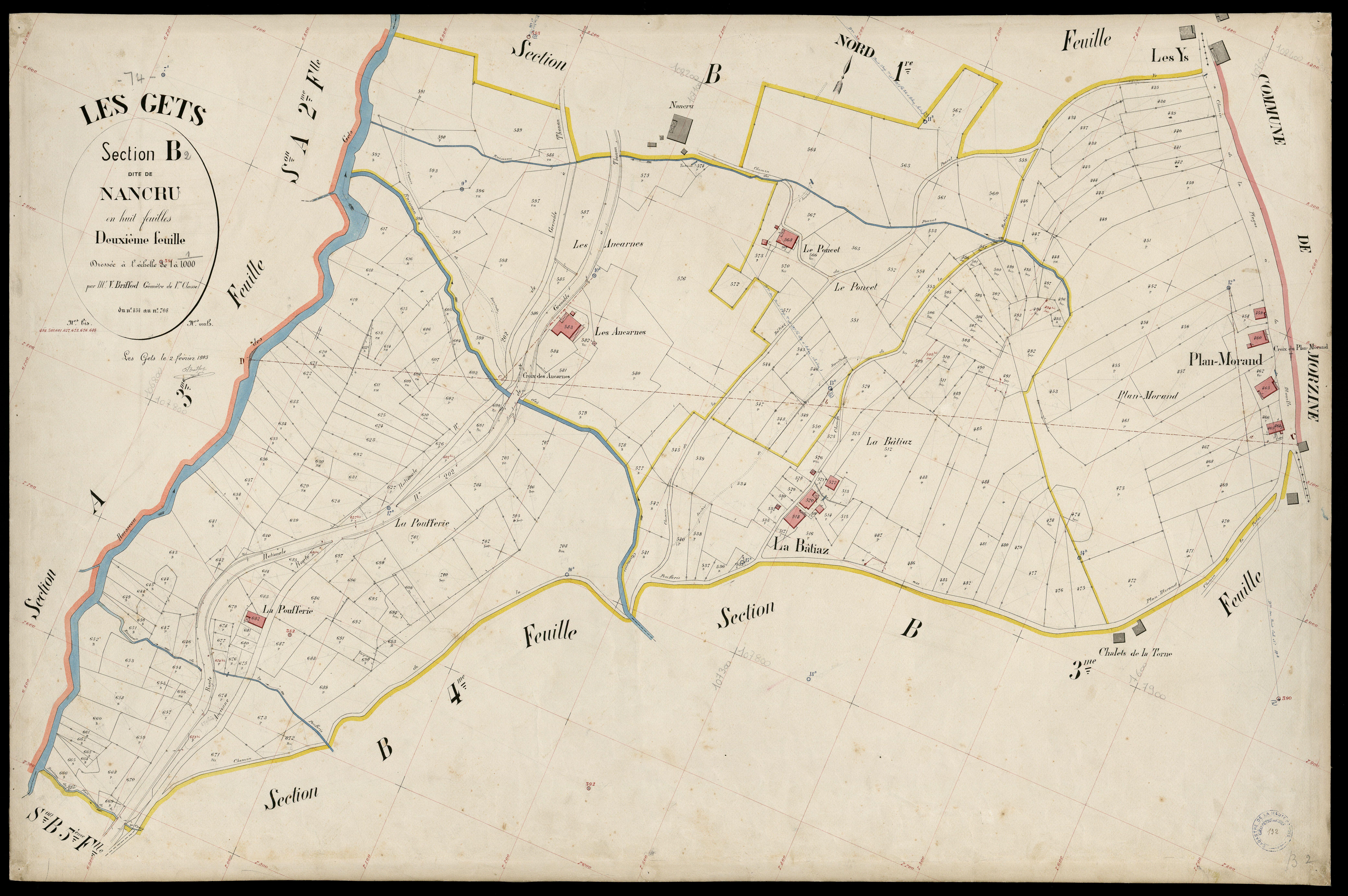 3 P 3 4914 - Feuille n° 3, parcelles n° 709 à 897 - 2 février 1903