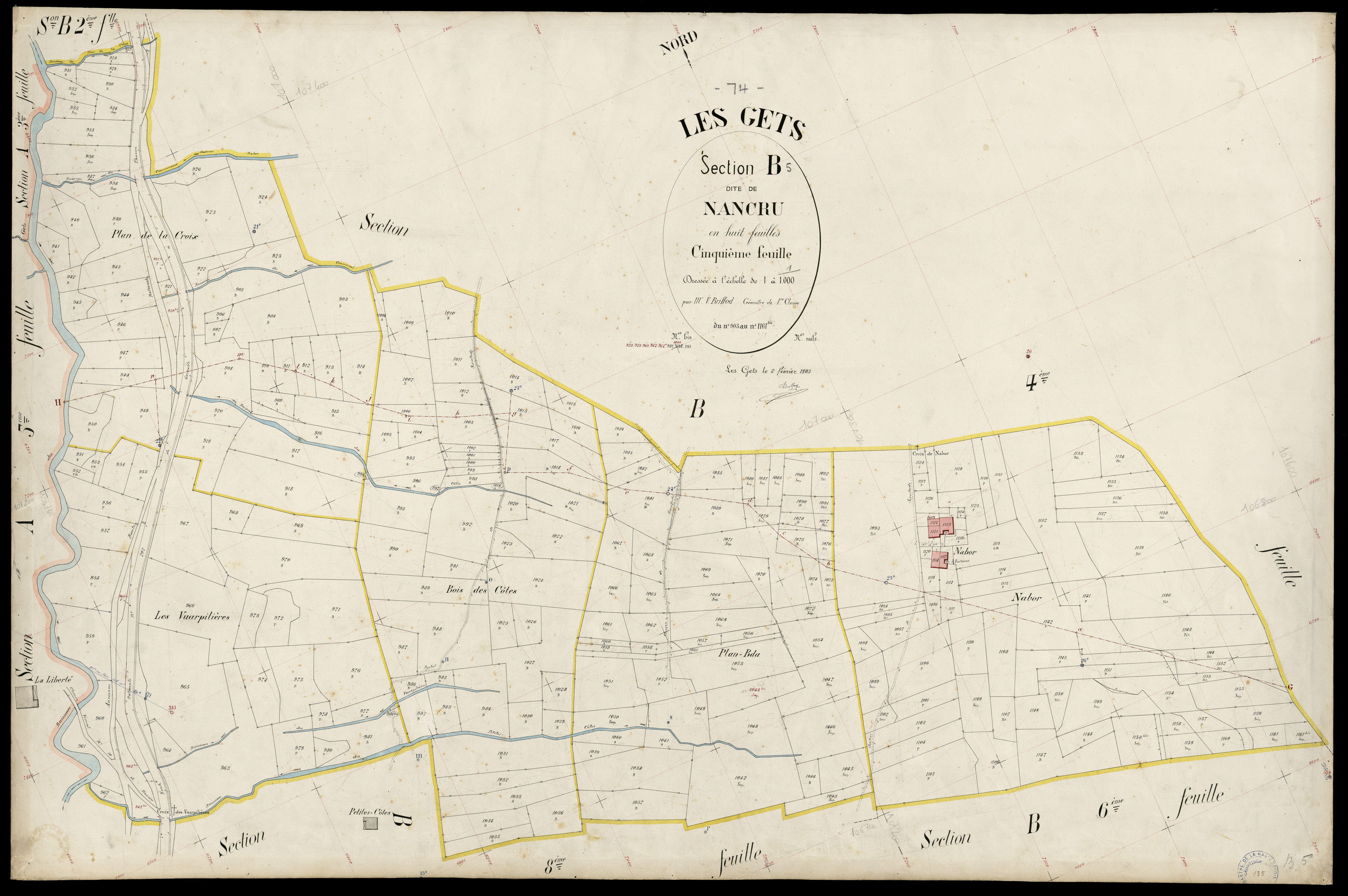 3 P 3 4917 - Feuille n° 6, parcelles n° 1162 à 128 - 2 février 1903