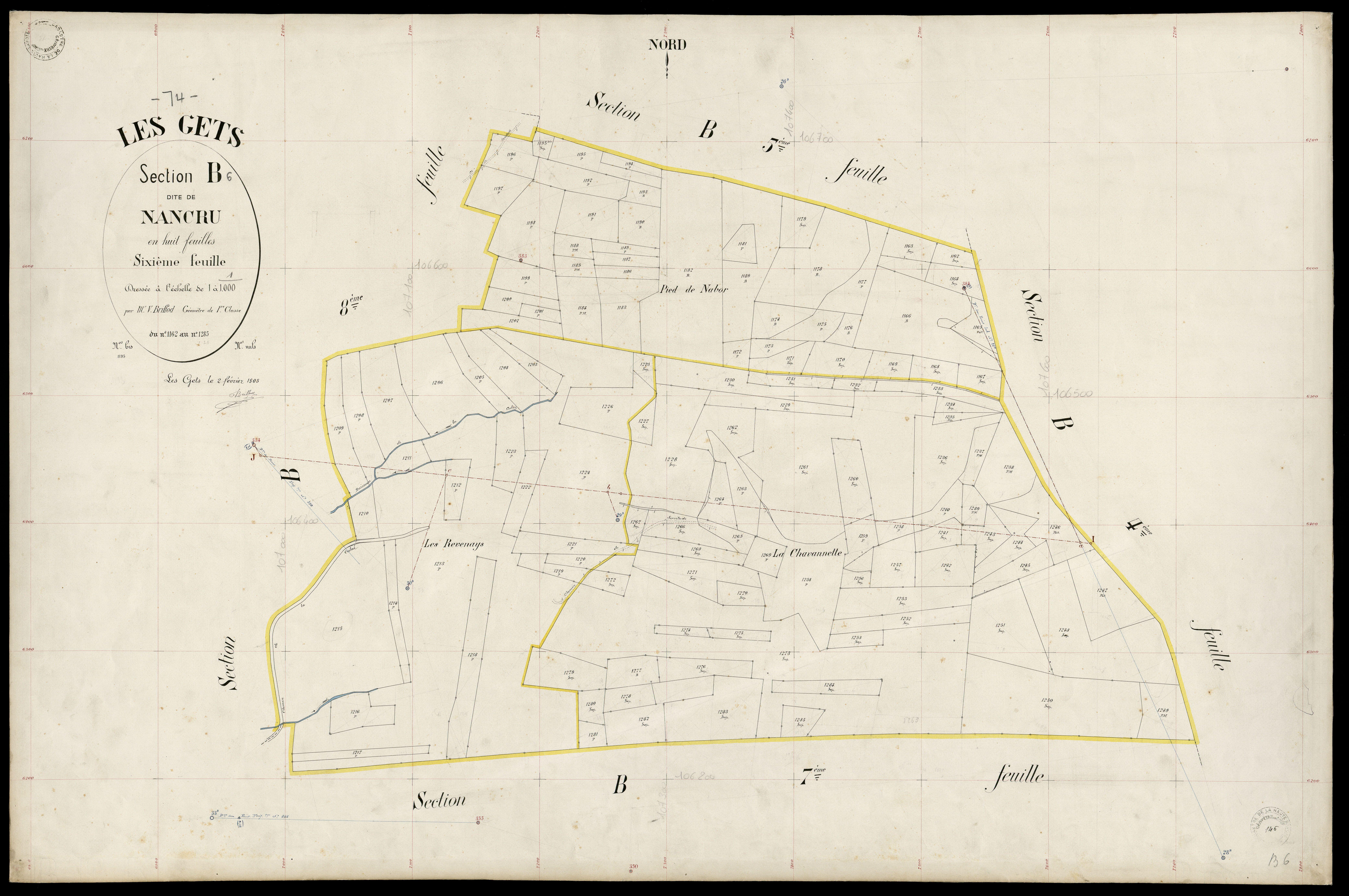 3 P 3 4918 - Feuille n° 7, parcelles n° 1286 à 120 - 2 février 1903
