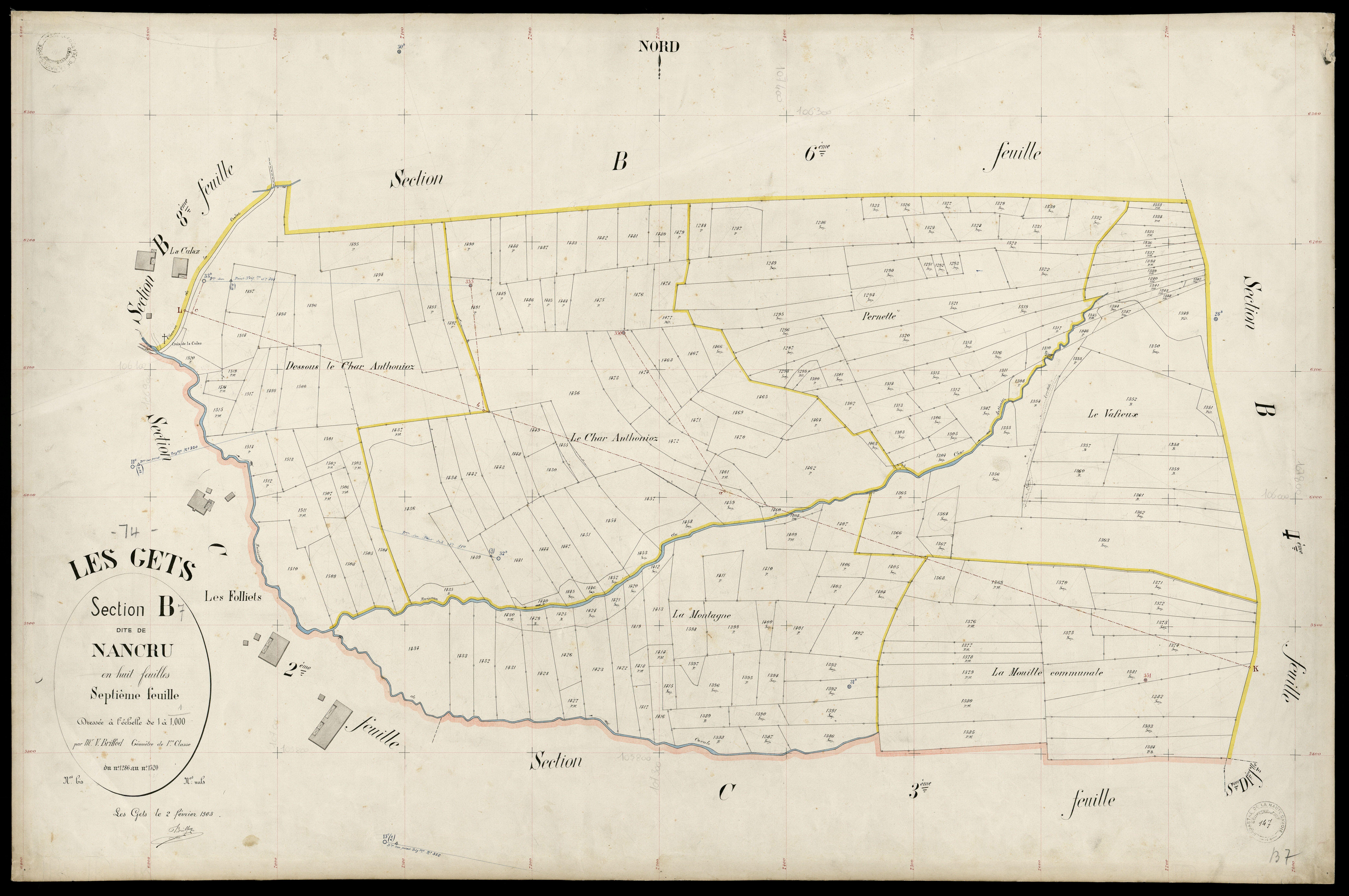 3 P 3 4919 - Feuille n° 8, parcelles n° 121 à 1681 - 2 février 1903