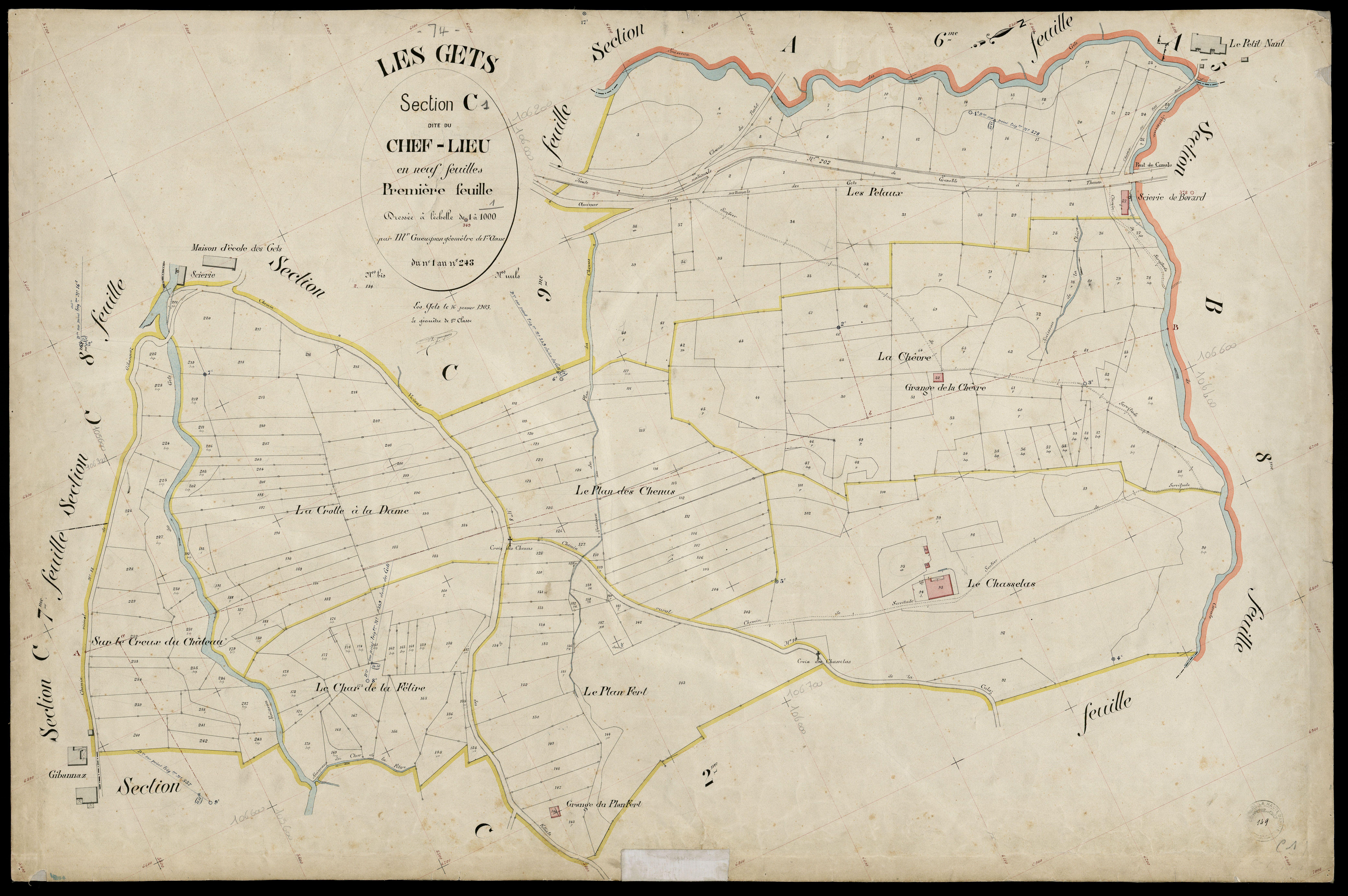 3 P 3 4921 - Feuille n° 2, parcelles n° 244 à 69 - 16 janvier 1903