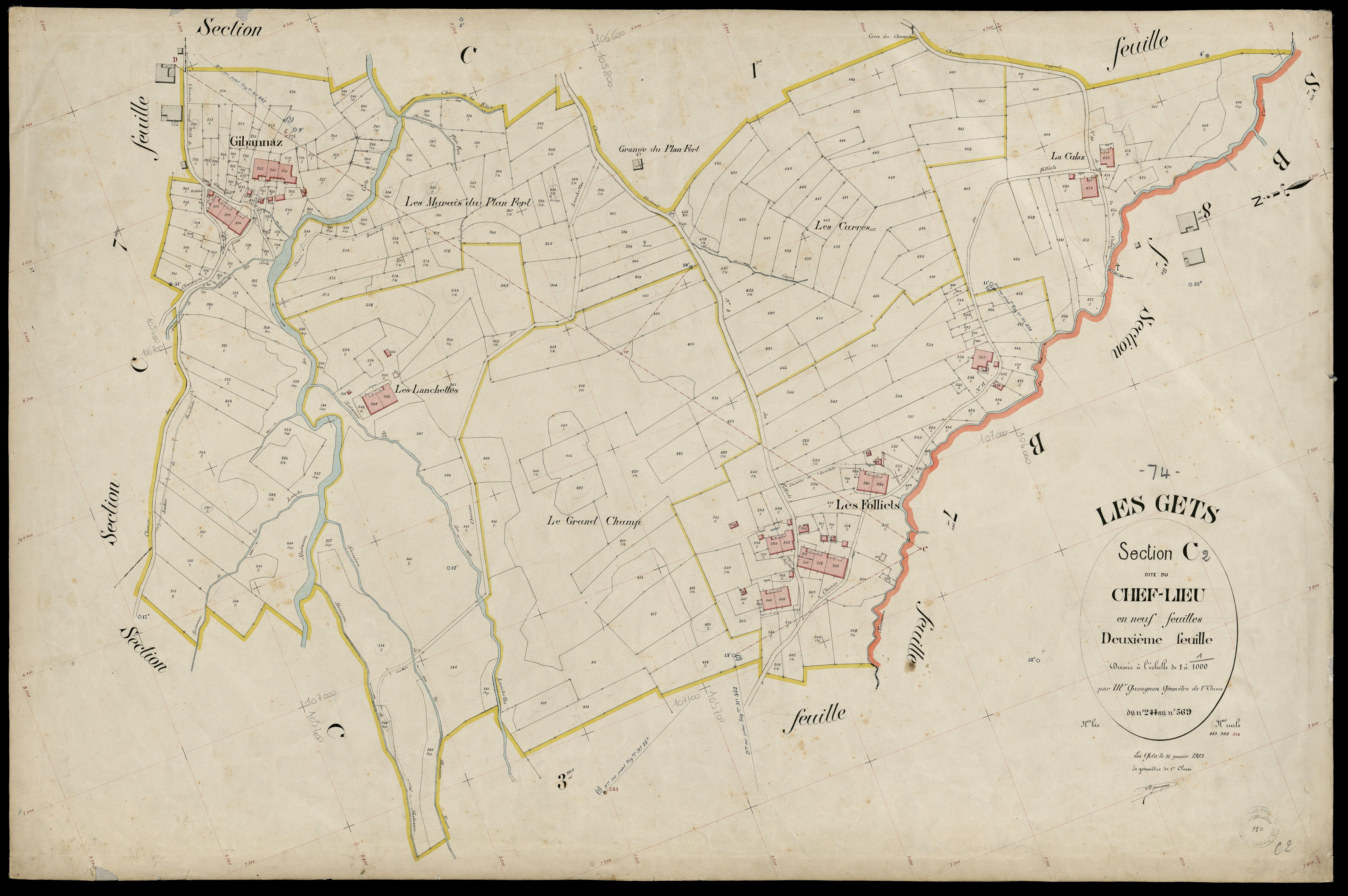 3 P 3 4922 - Feuille n° 3, parcelles n° 70 à 942 - 16 janvier 1903