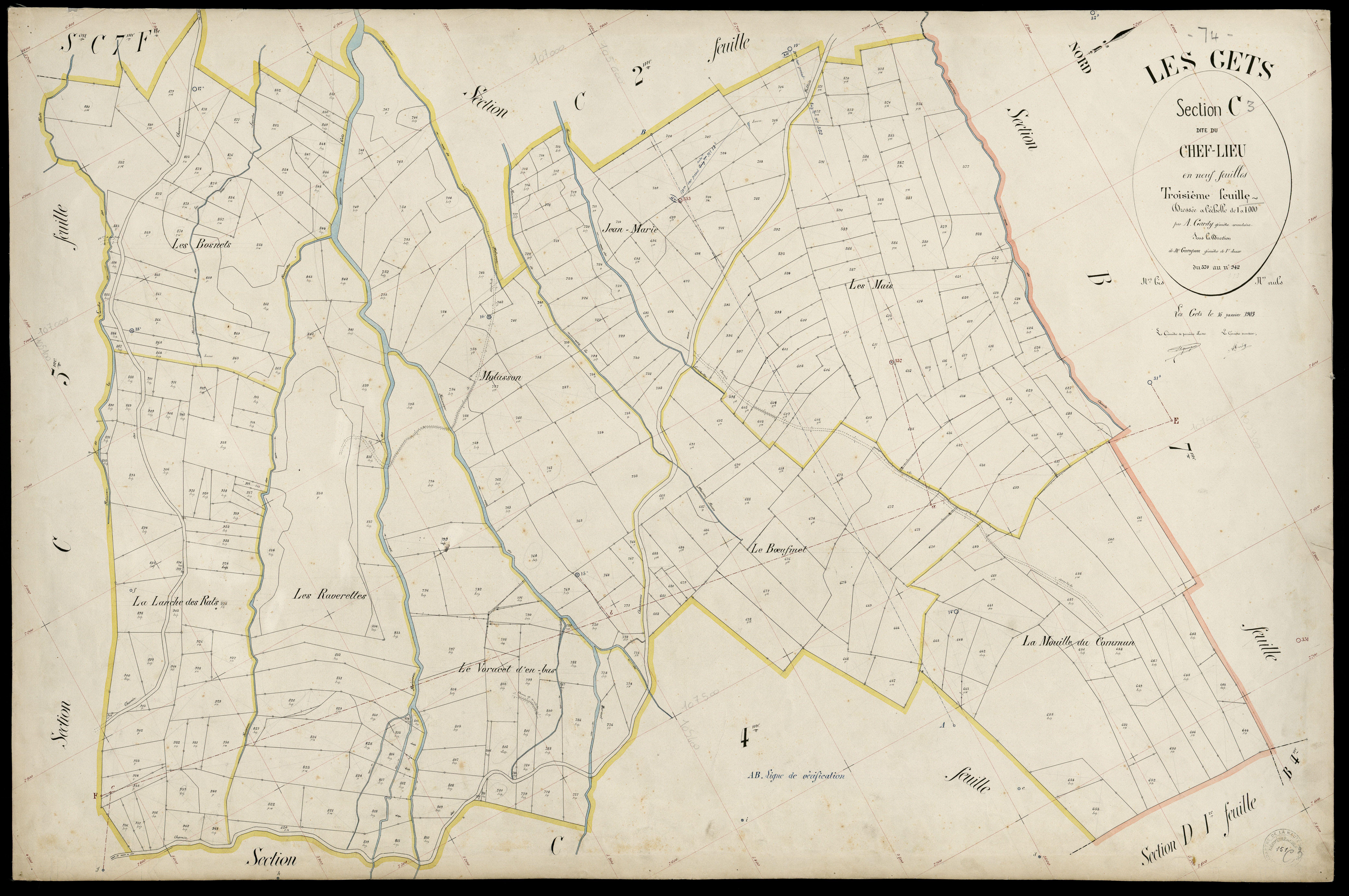 3 P 3 4923 - Feuille n° 4, parcelles n° 943 à 1162 - 4 mars 1903