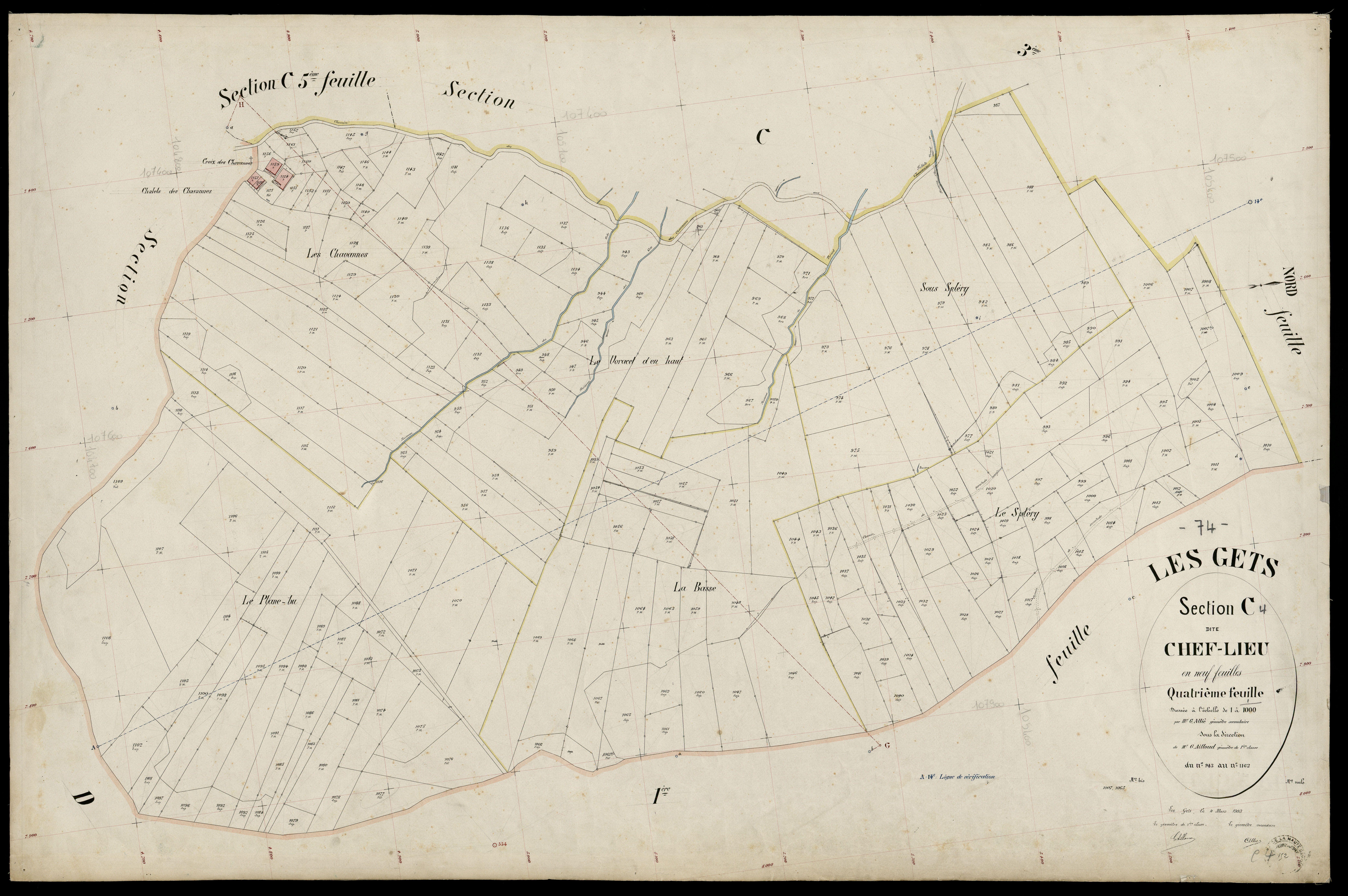 3 P 3 4924 - Feuille n° , parcelles n° 1163 à 14 - 16 janvier 1903