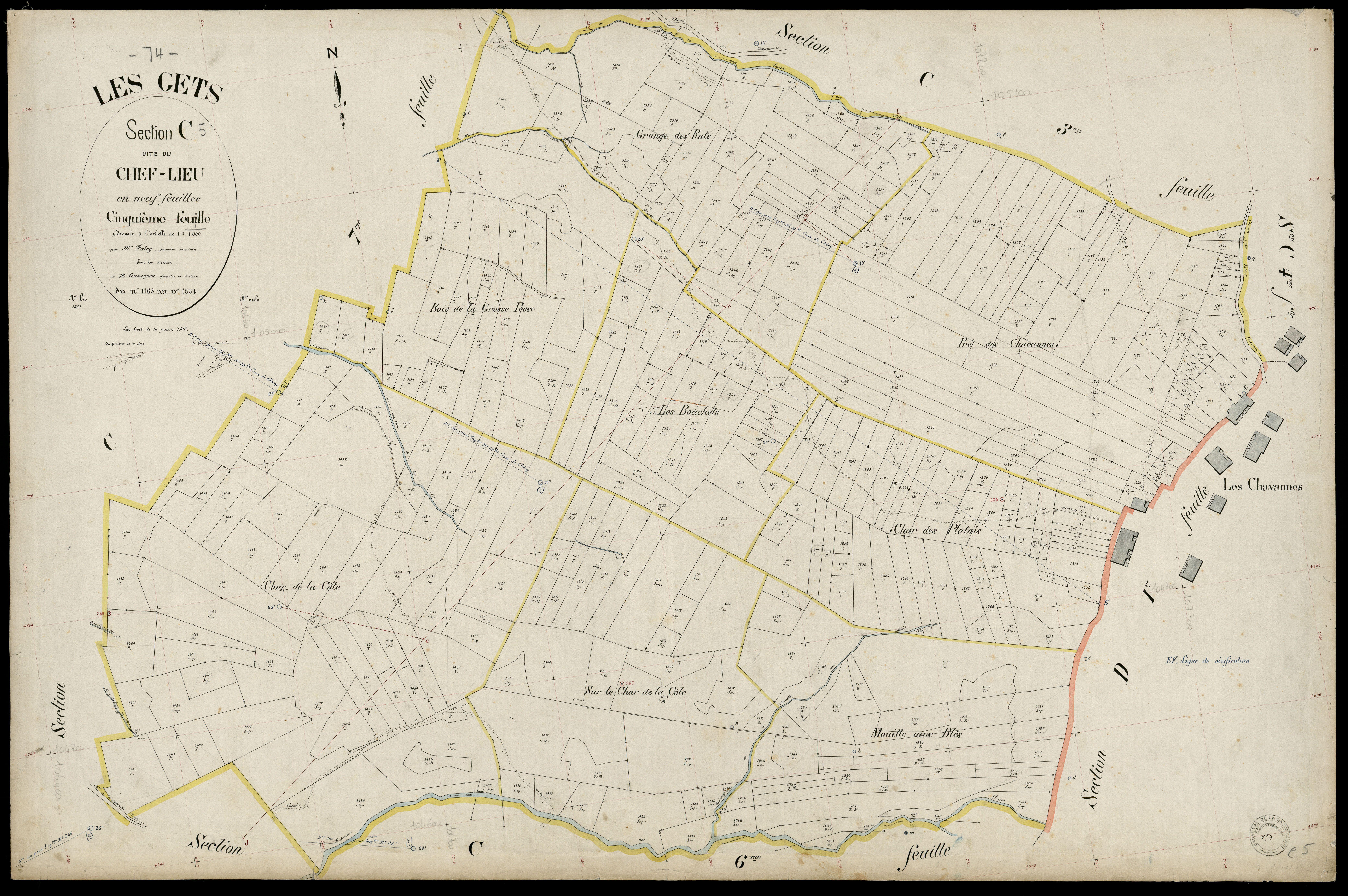 3 P 3 4925 - Feuille n° 6, parcelles n° 1 à 1724 - 16 janvier 1903