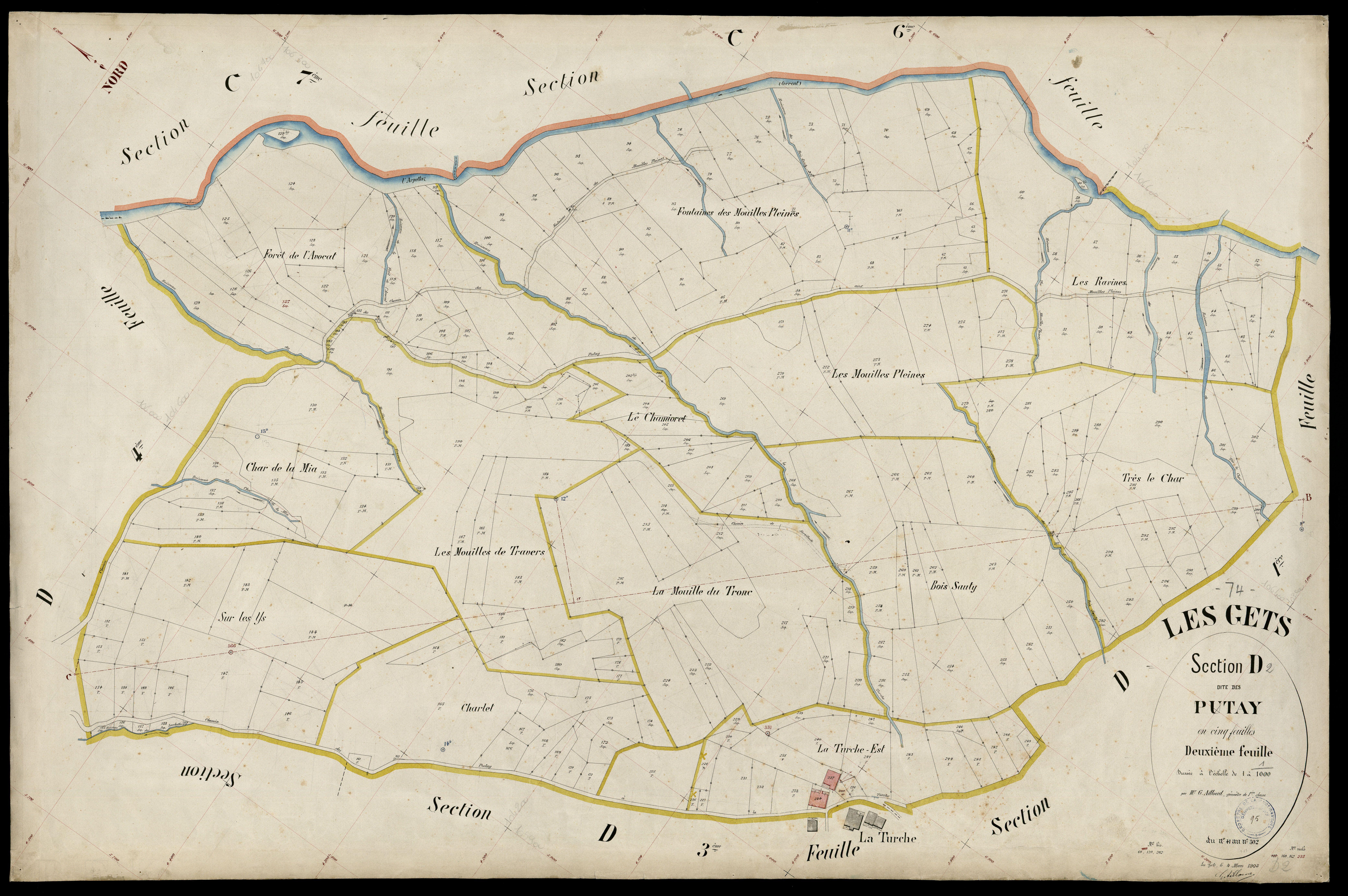 3 P 3 4931 - Feuille n° 3, parcelles n° 303 à 76 - 4 mars 1903