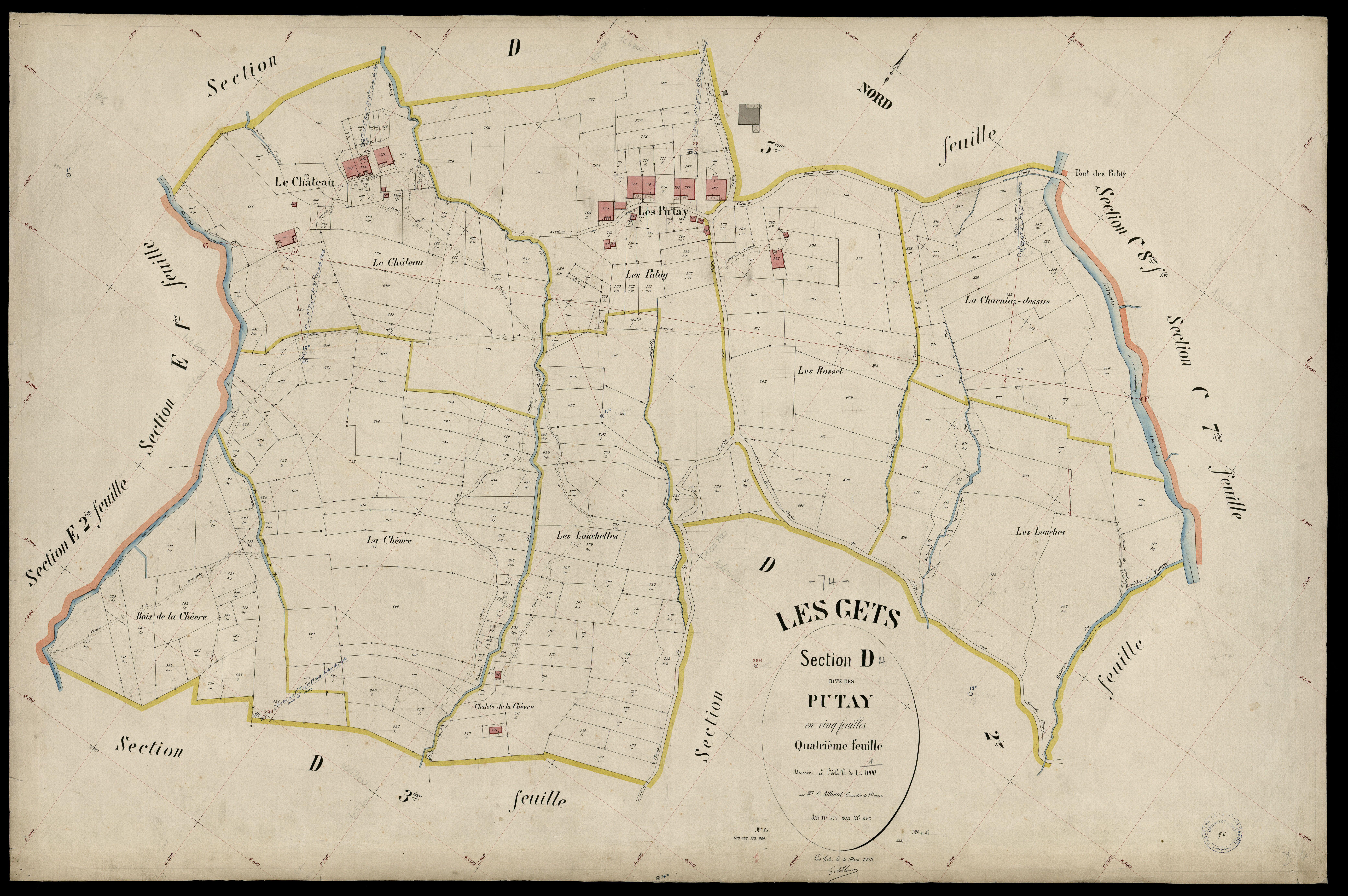 3 P 3 4933 - Feuille n° , parcelles n° 847 à 1031 - 4 mars 1903