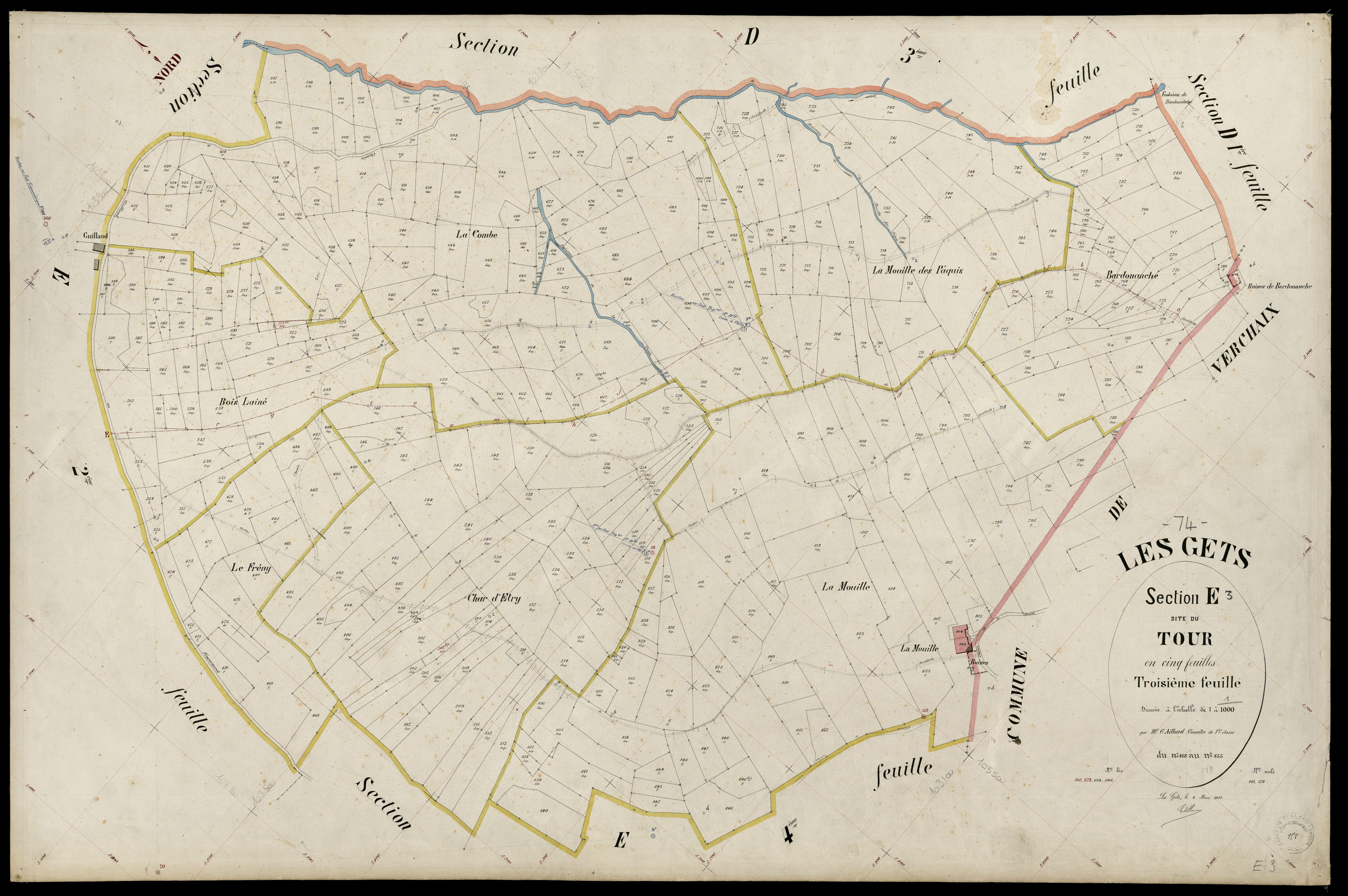 3 P 3 4937 - Feuille n° 4, parcelles n° 86 à 1349 - 4 mars 1903