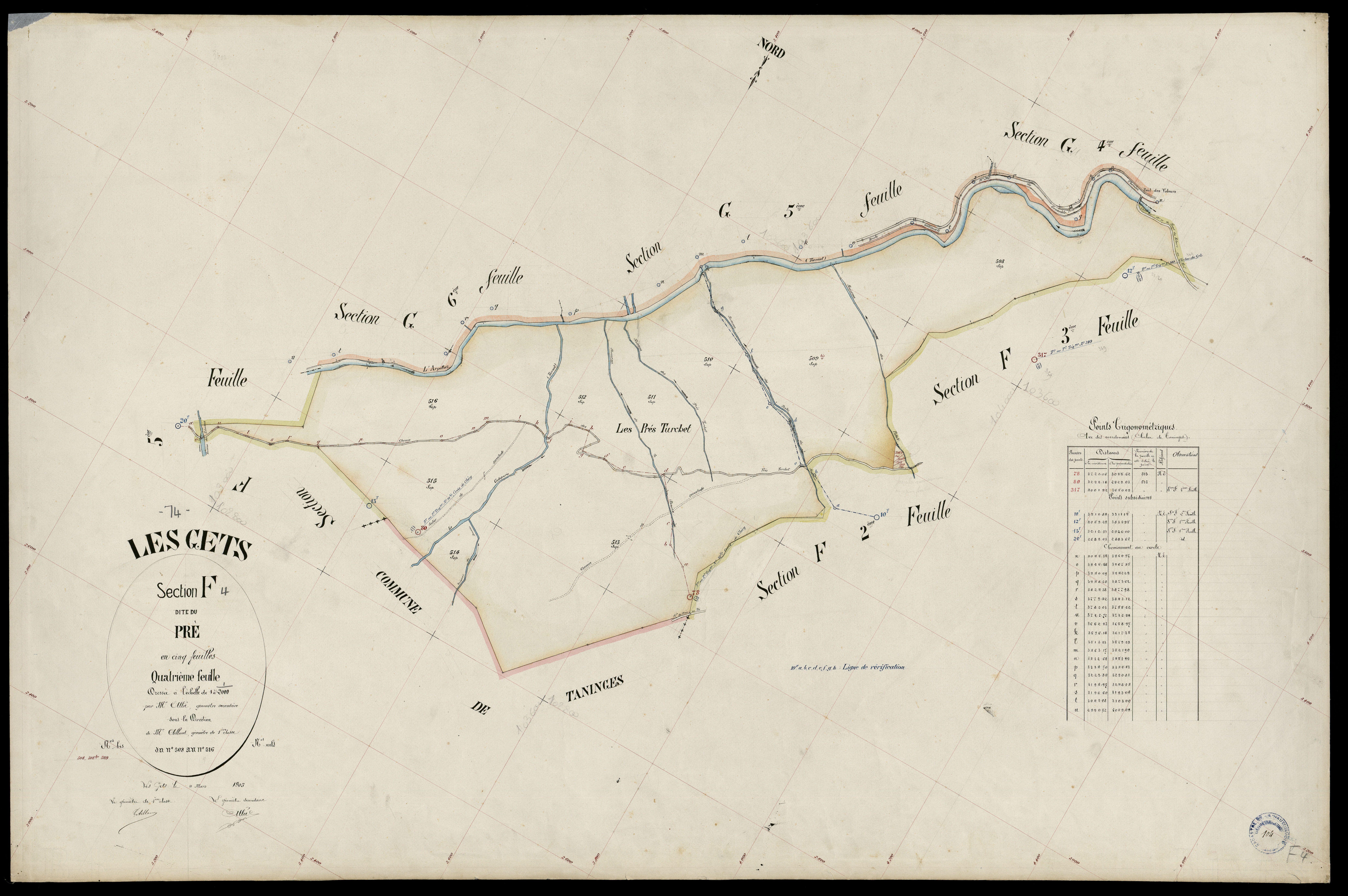 3 P 3 4943 - Feuille n° , parcelles n° 17 à 607 - 4 mars 1903