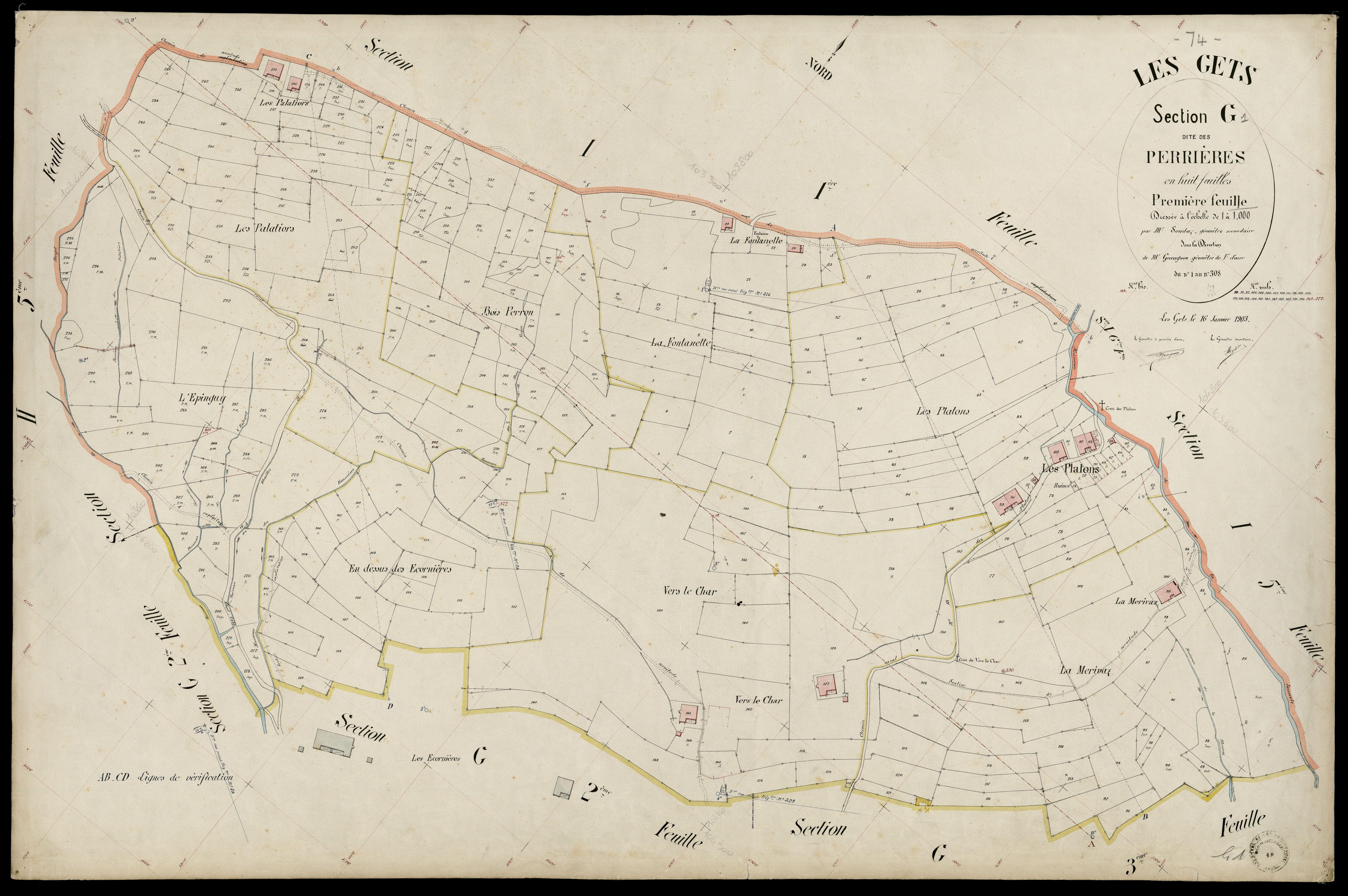 3 P 3 4945 - Feuille n° 2, parcelles n° 309 à 699 - 16 janvier 1903