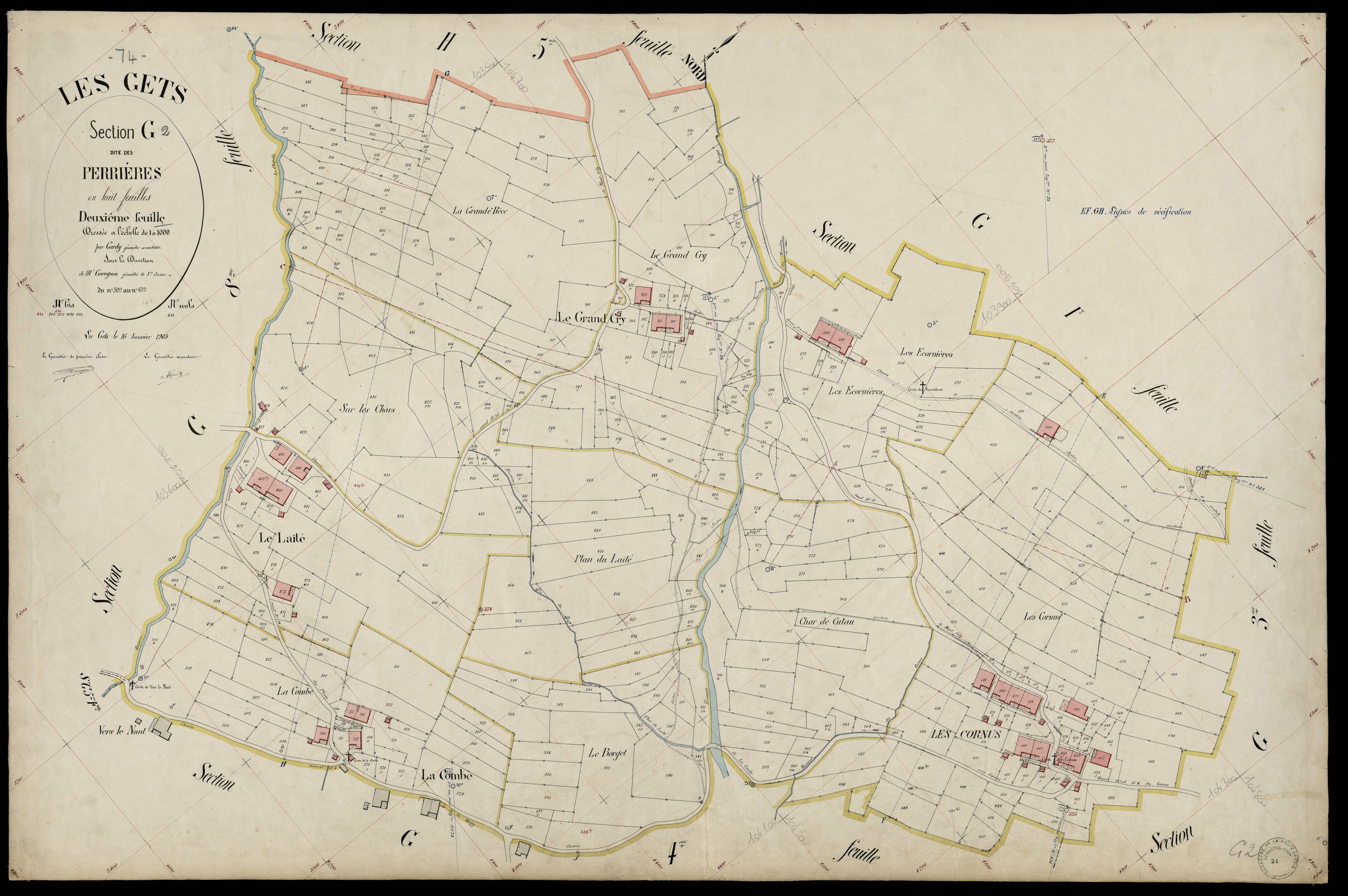 3 P 3 4946 - Feuille n° 3, parcelles n° 700 à 1036 - 16 janvier 1903