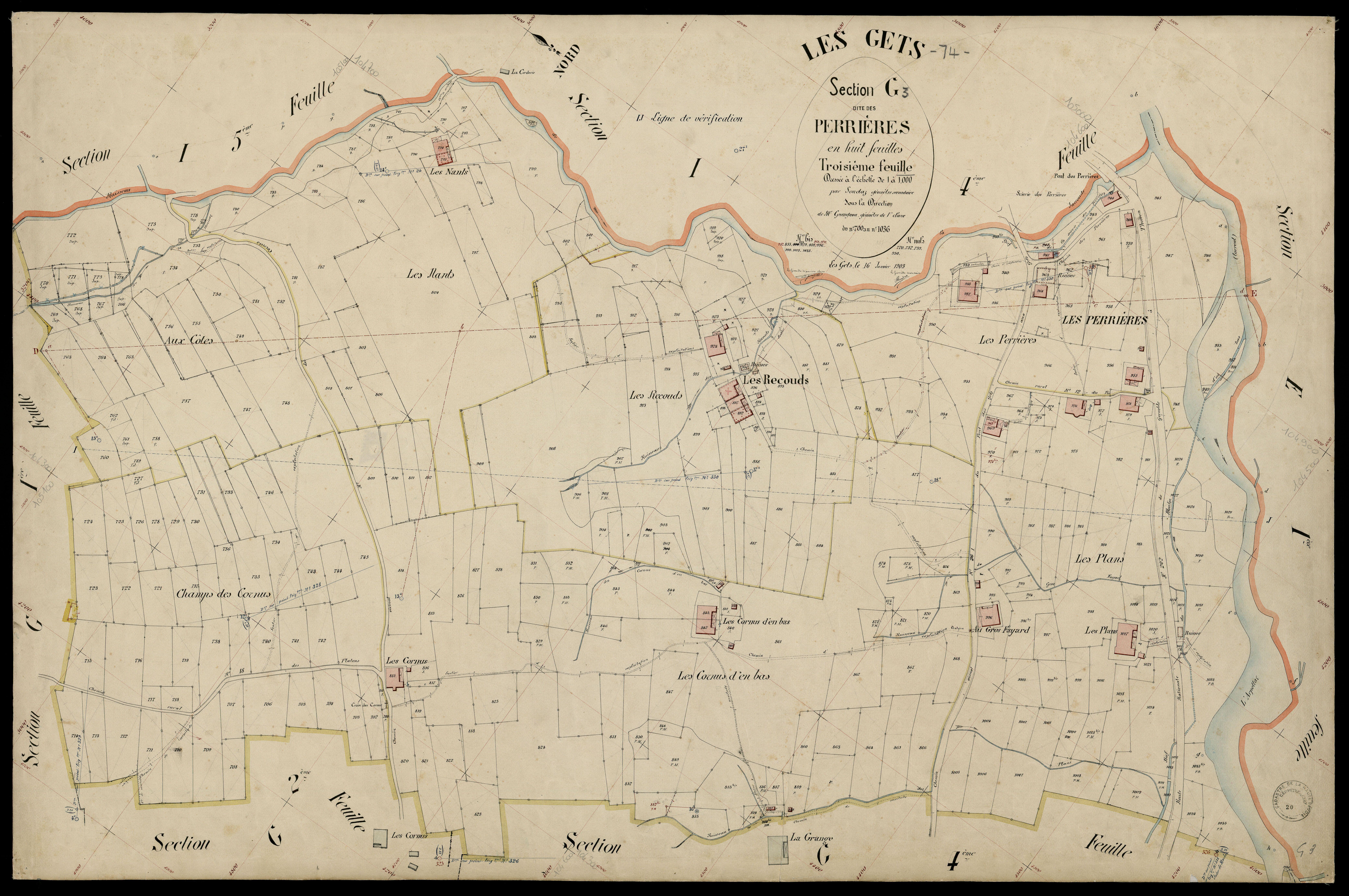 3 P 3 4947 - Feuille n° 4, parcelles n° 1037 à 1311 - 16 janvier 1903
