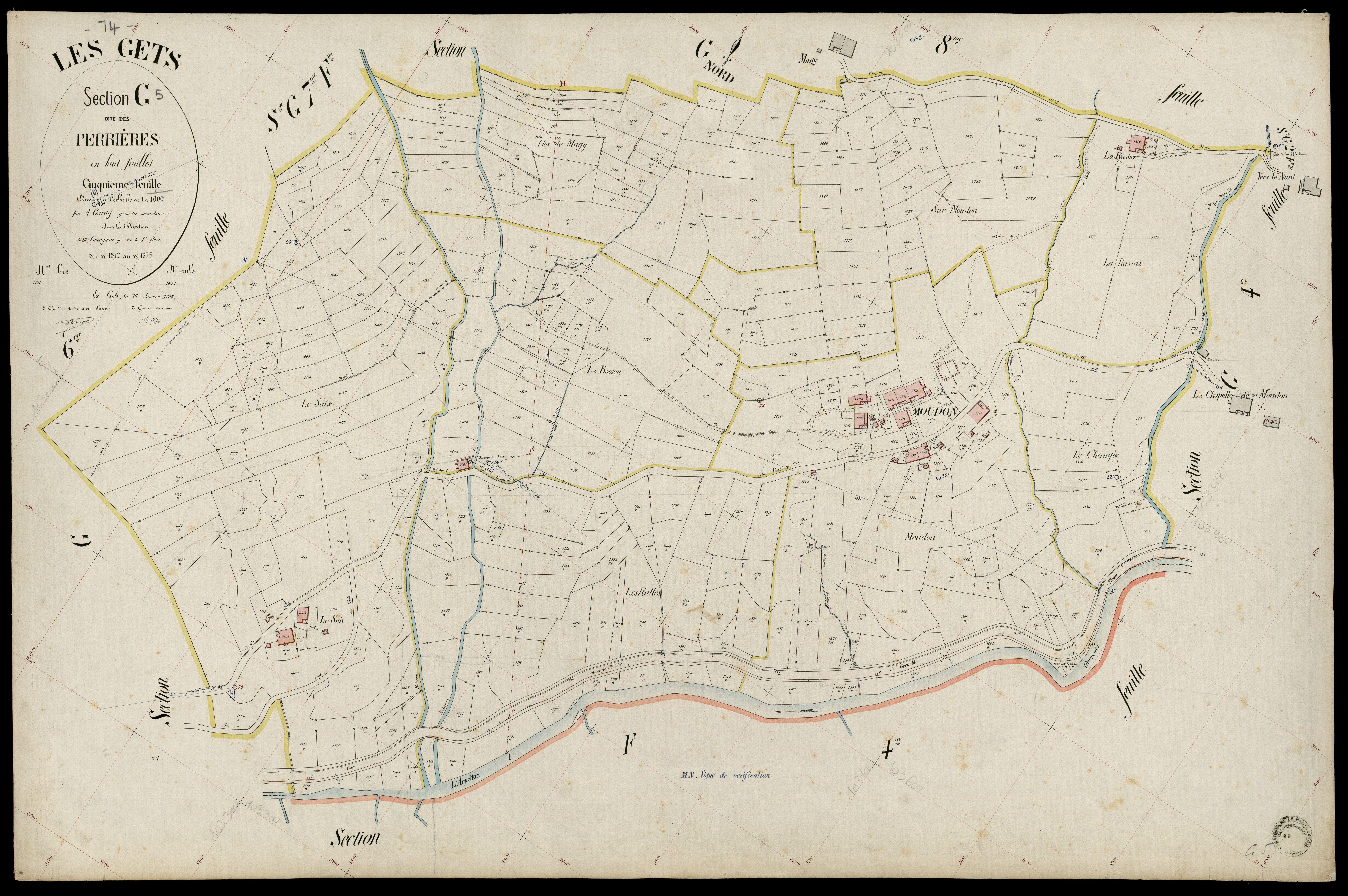 3 P 3 4949 - Feuille n° 6, parcelles n° 1674 à 1832 - 16 janvier 1903