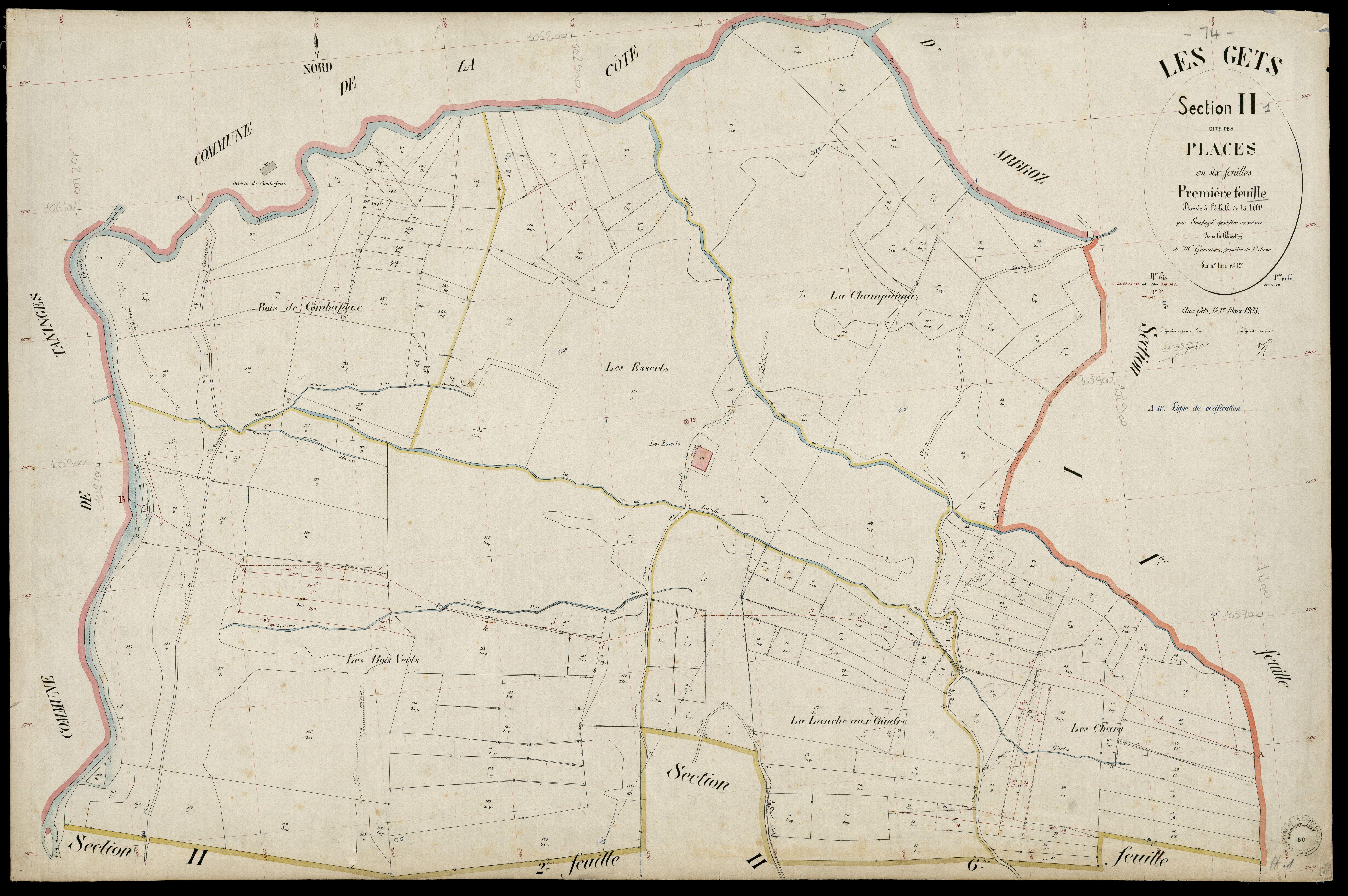 3 P 3 4953 - Feuille n° 2, parcelles n° 192 à 29 - 1er mars 1903