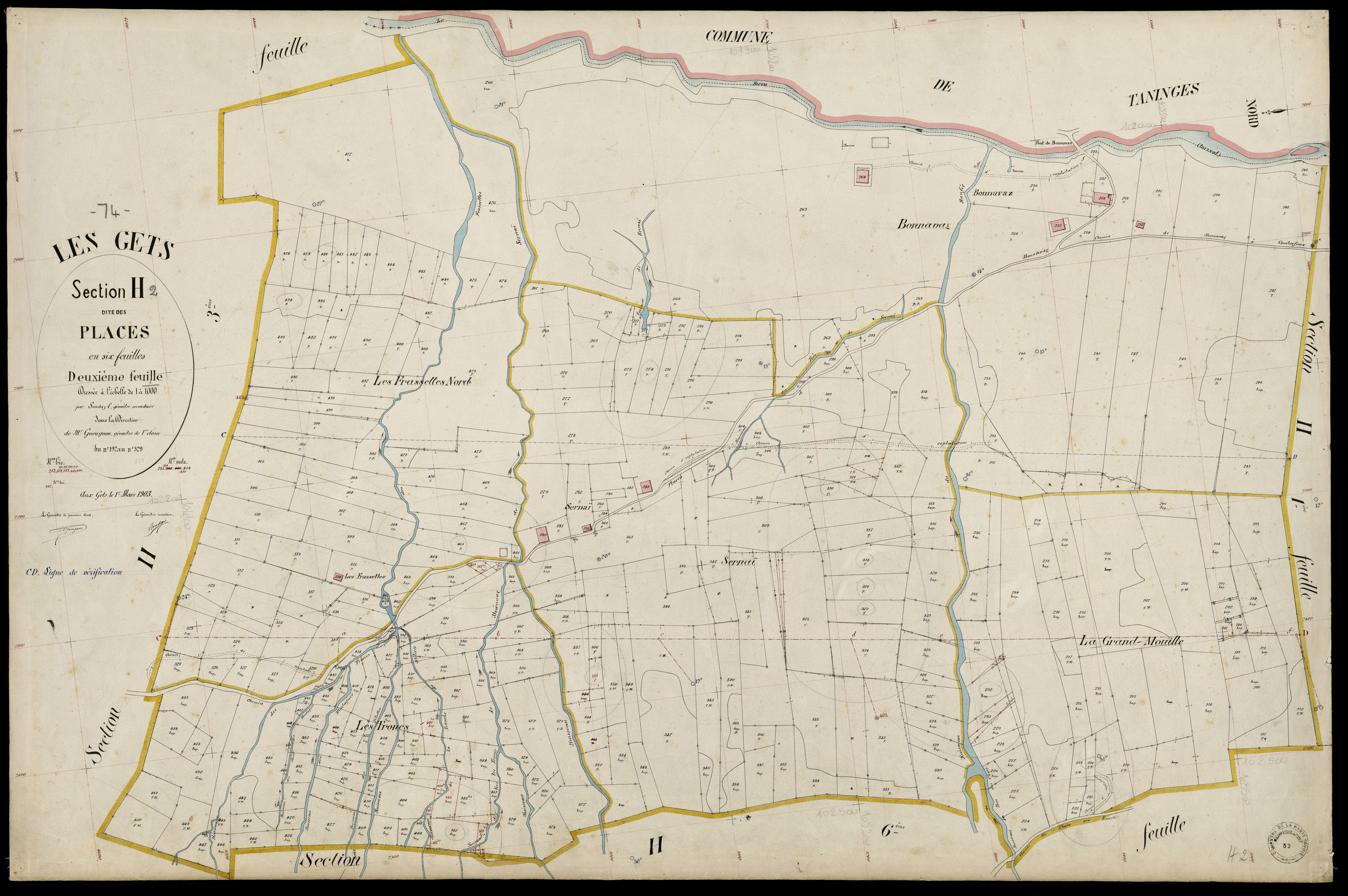 3 P 3 4954 - Feuille n° 3, parcelles n° 30 à 663 - 16 janvier 1903