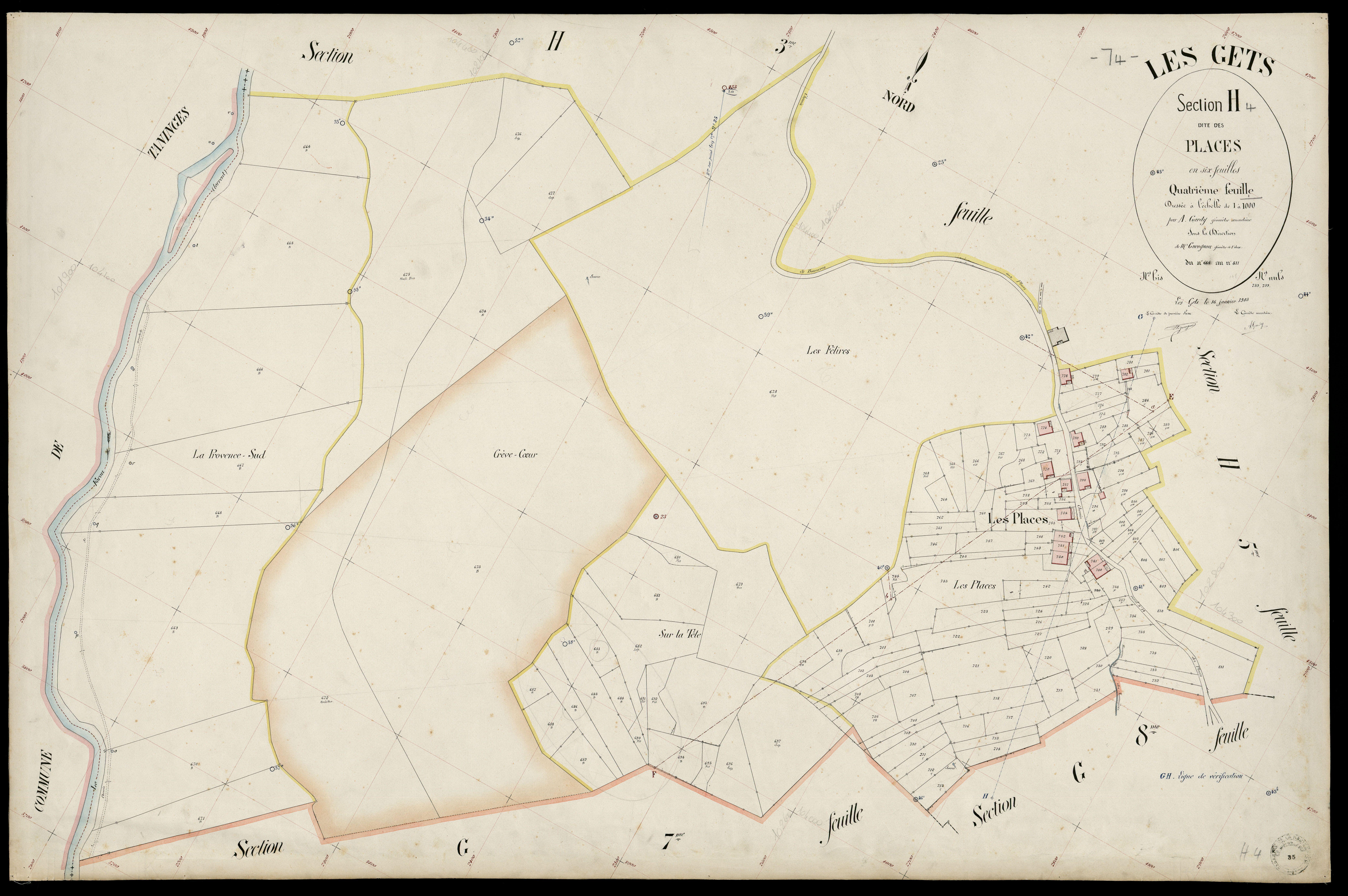 3 P 3 4956 - Feuille n° , parcelles n° 812 à 1124 - 16 janvier 1903