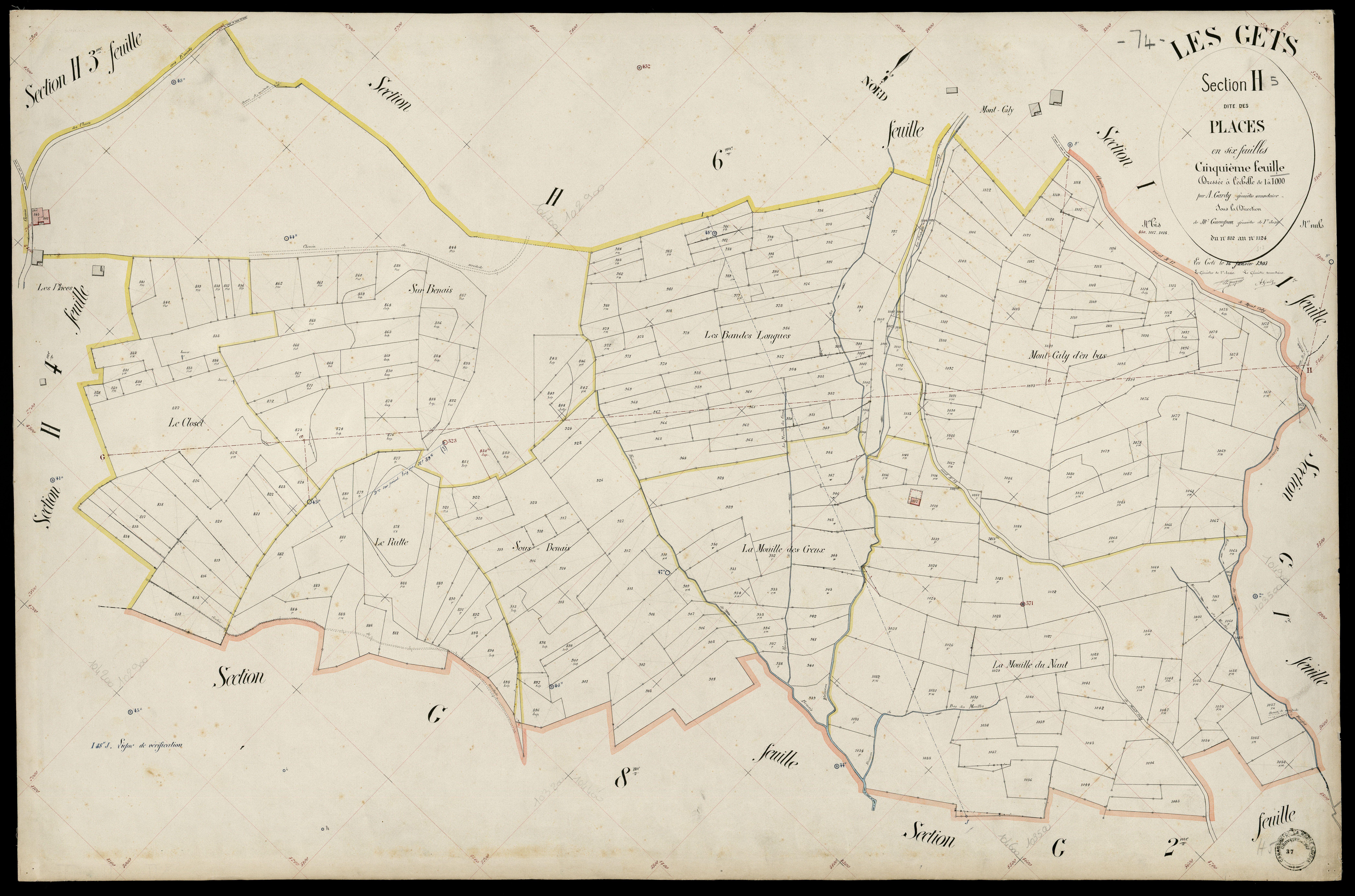3 P 3 4957 - Feuille n° 6, parcelles n° 112 à 171 - 1er mars 1903