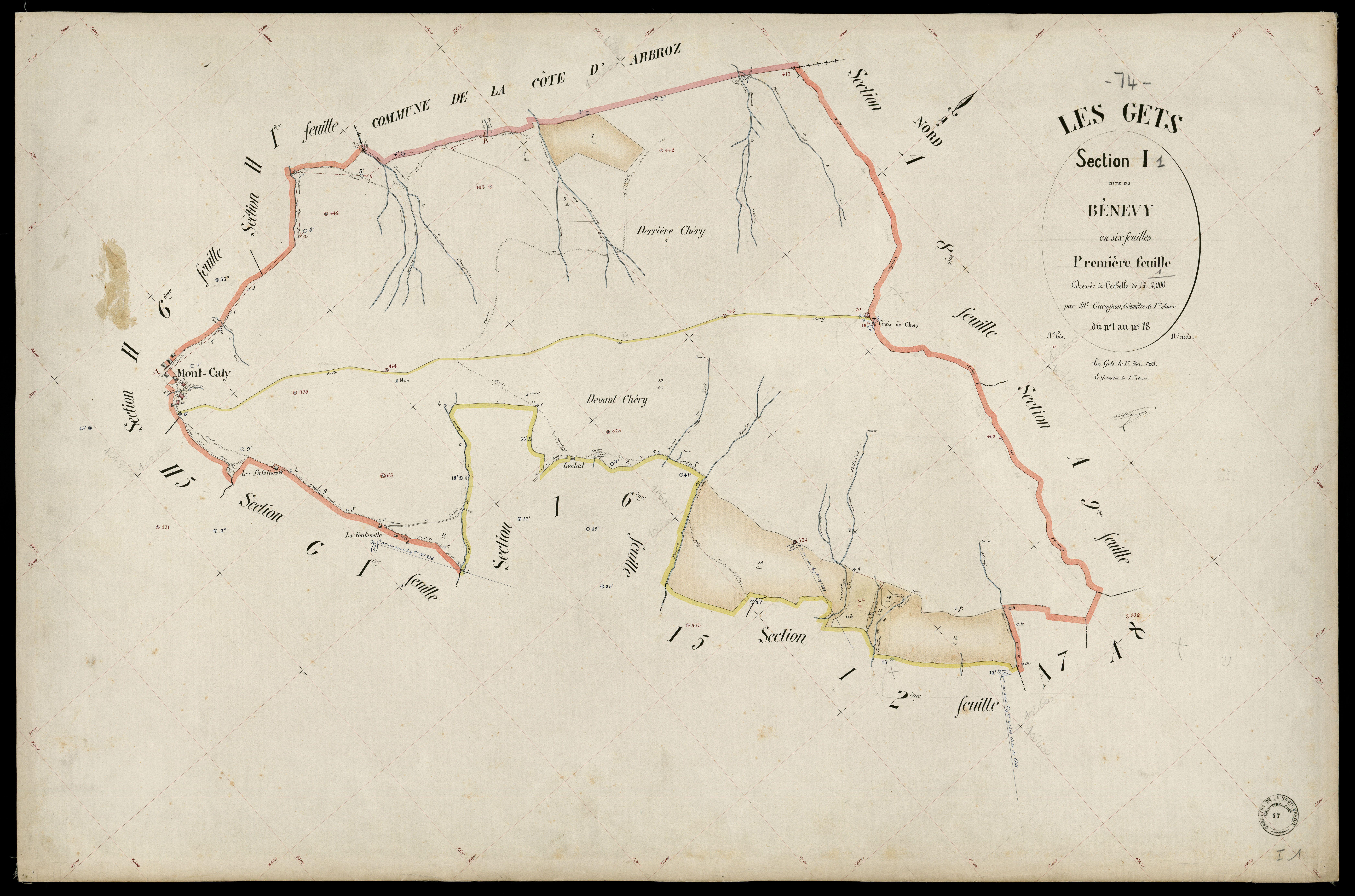3 P 3 4959 - Feuille n° 2, parcelles n° 19 à 377 - 1er mars 1903