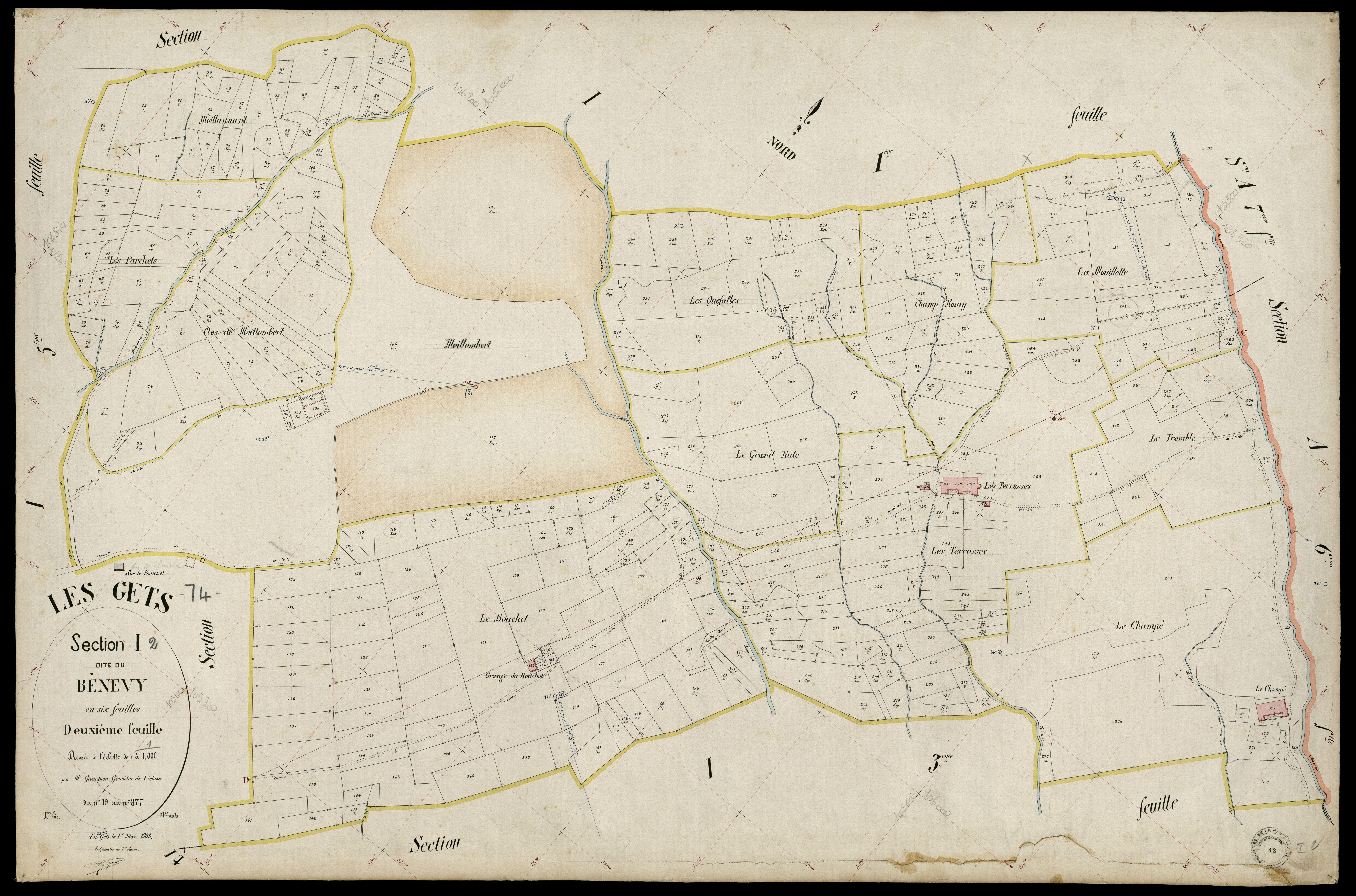 3 P 3 4960 - Feuille n° 3, parcelles n° 378 à 897 - 1er mars 1903