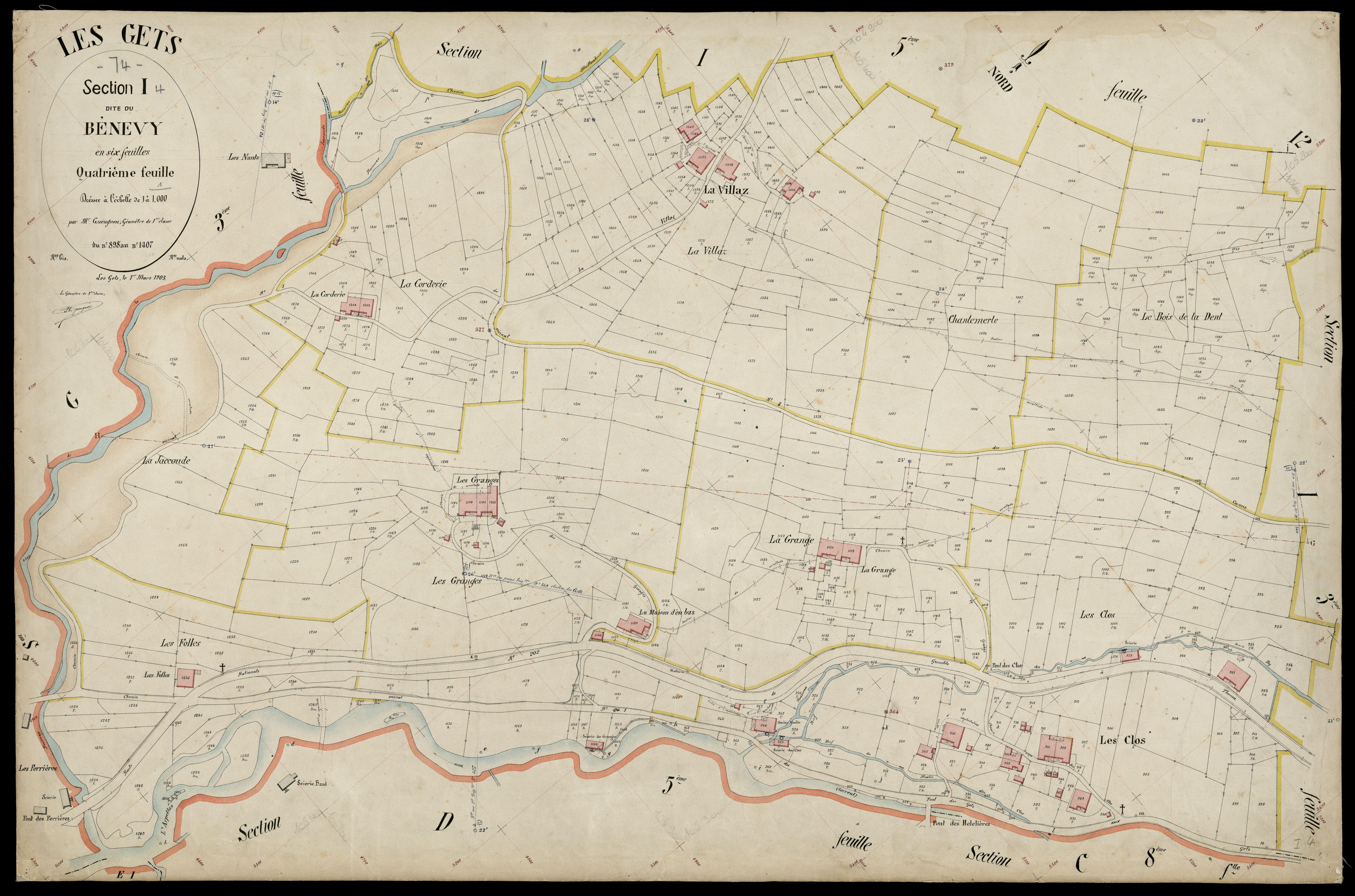3 P 3 4962 - Feuille n° , parcelles n° 1408 à 1694 - 1er mars 1903