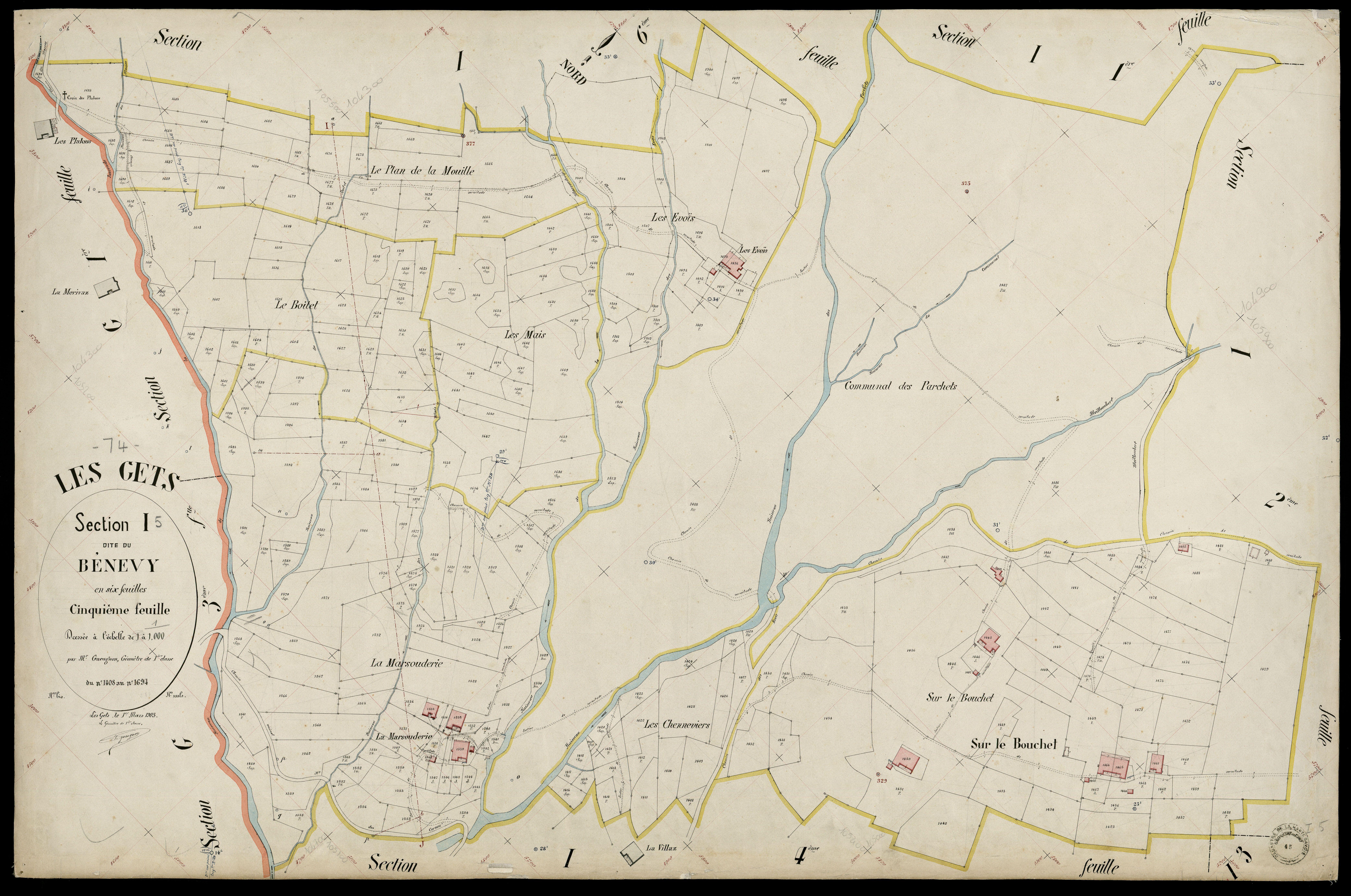 3 P 3 4963 - Feuille n° 6, parcelles n° 169 à 1891 - 1er mars 1903
