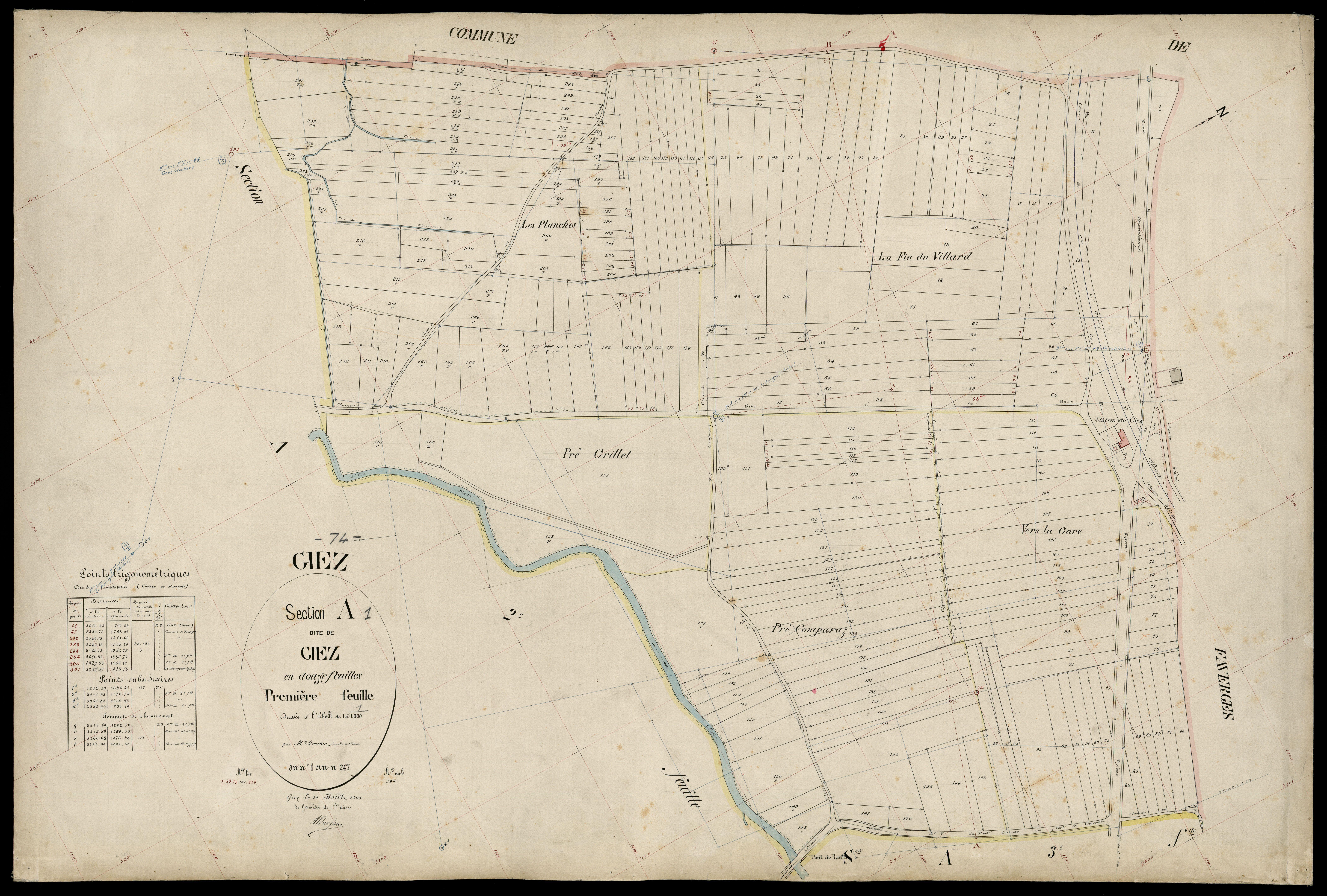 3 P 3 4975 - Feuille n° 2, parcelles n° 248 à 488 - 20 août 1905