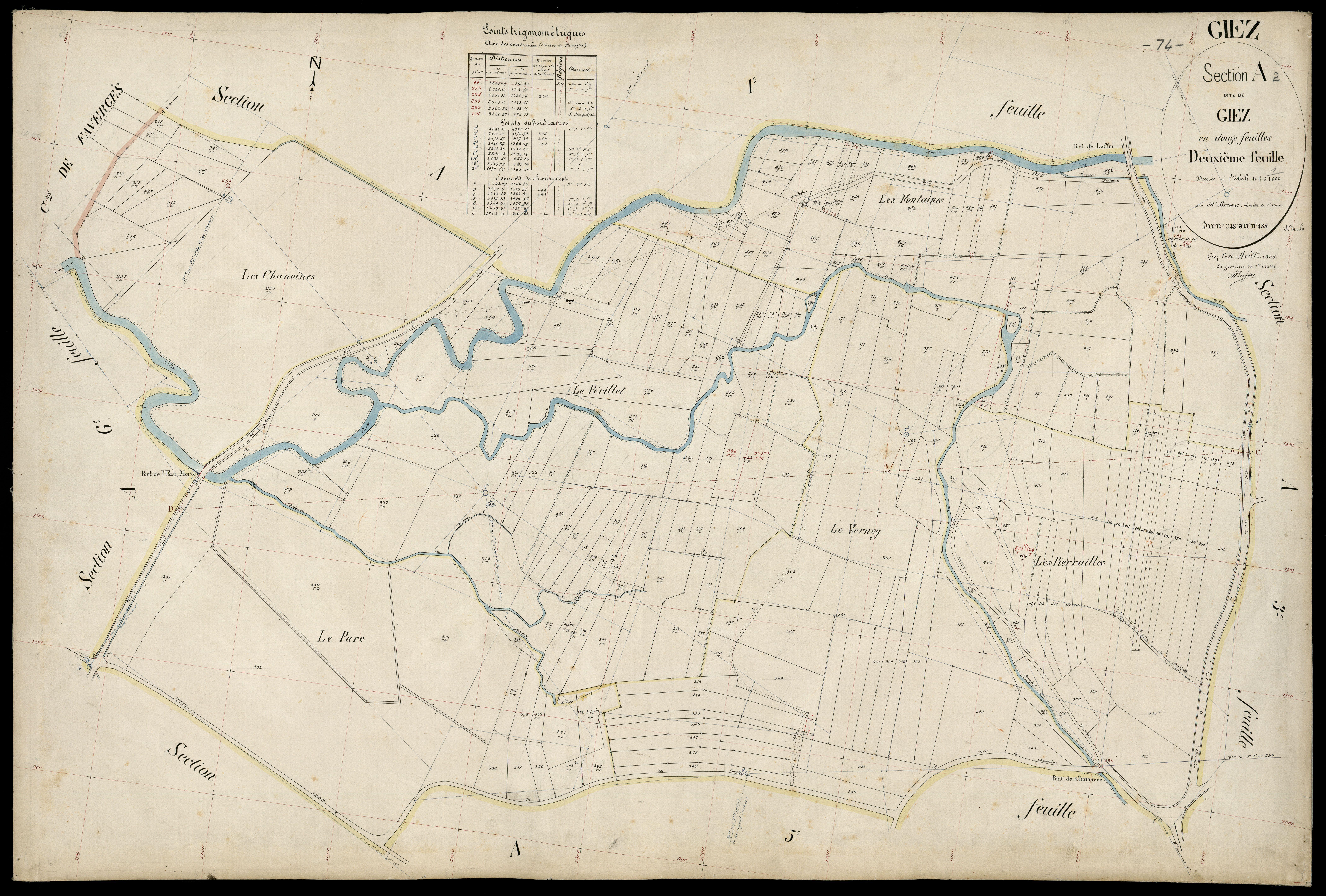 3 P 3 4976 - Feuille n° 3, parcelles n° 489 à 763 - 20 août 1905