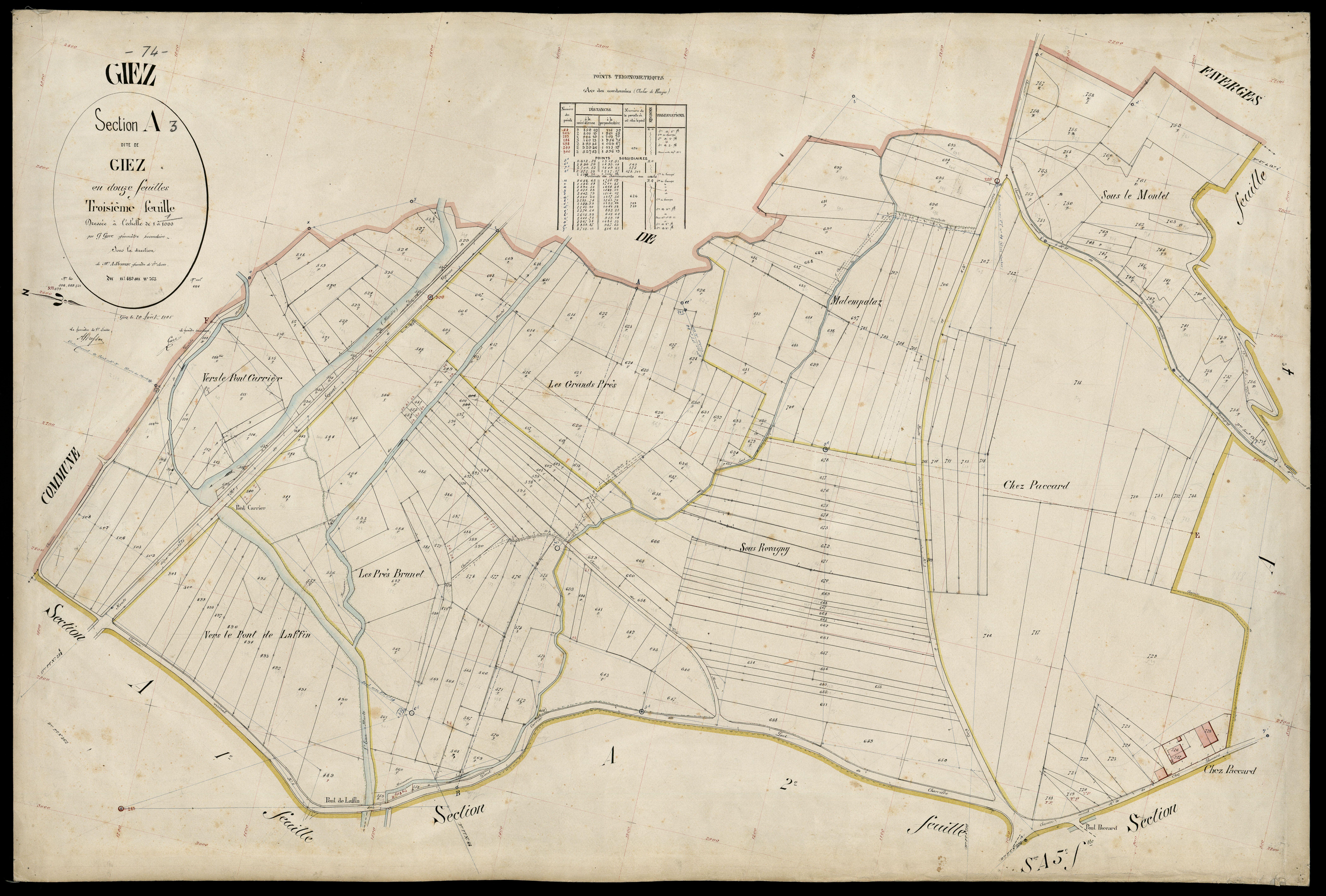 3 P 3 4977 - Feuille n° 4, parcelles n° 764 à 1113 - 20 août 1905