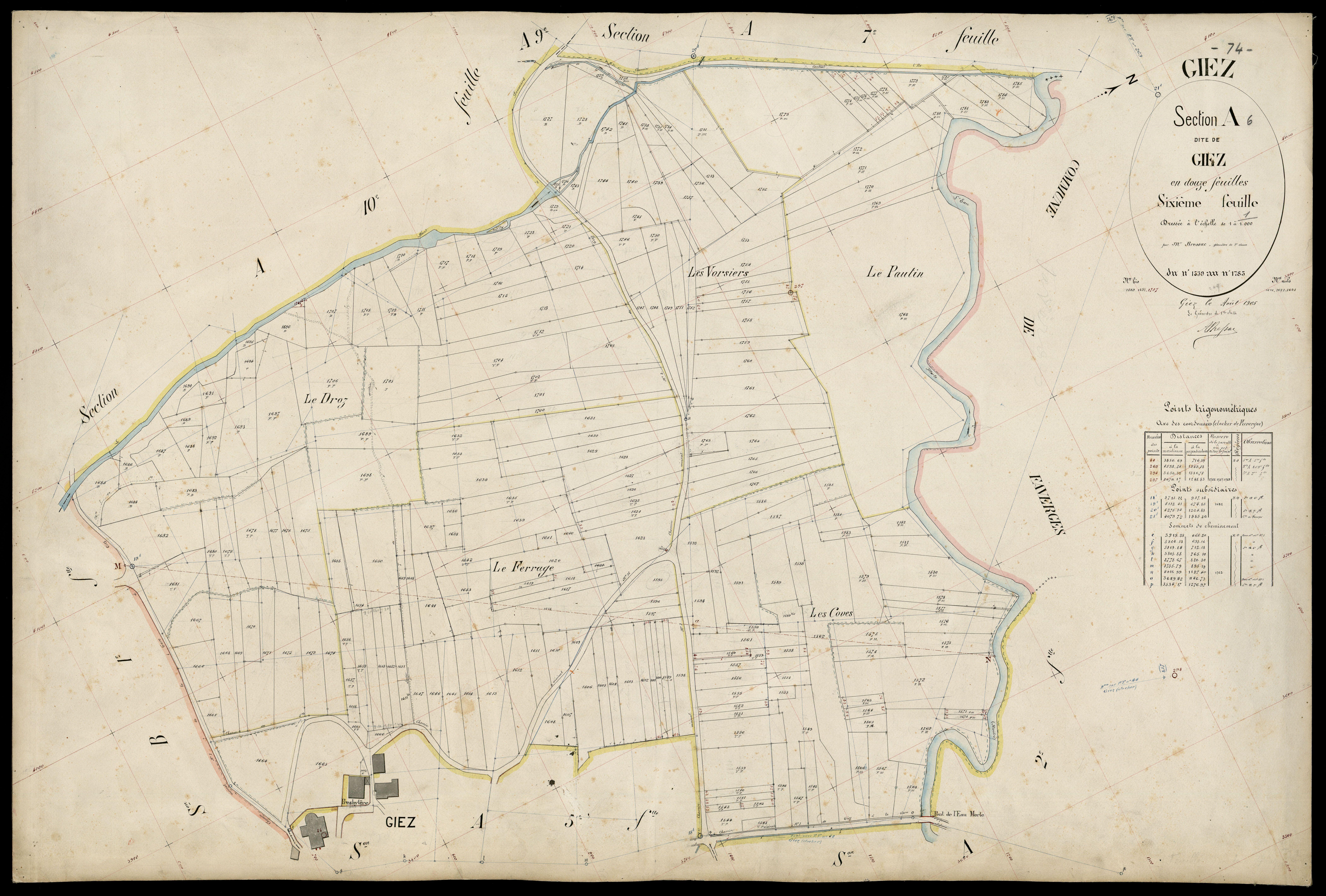 3 P 3 4980 - Feuille n° 7, parcelles n° 1786 à 1994 - 20 août 1905