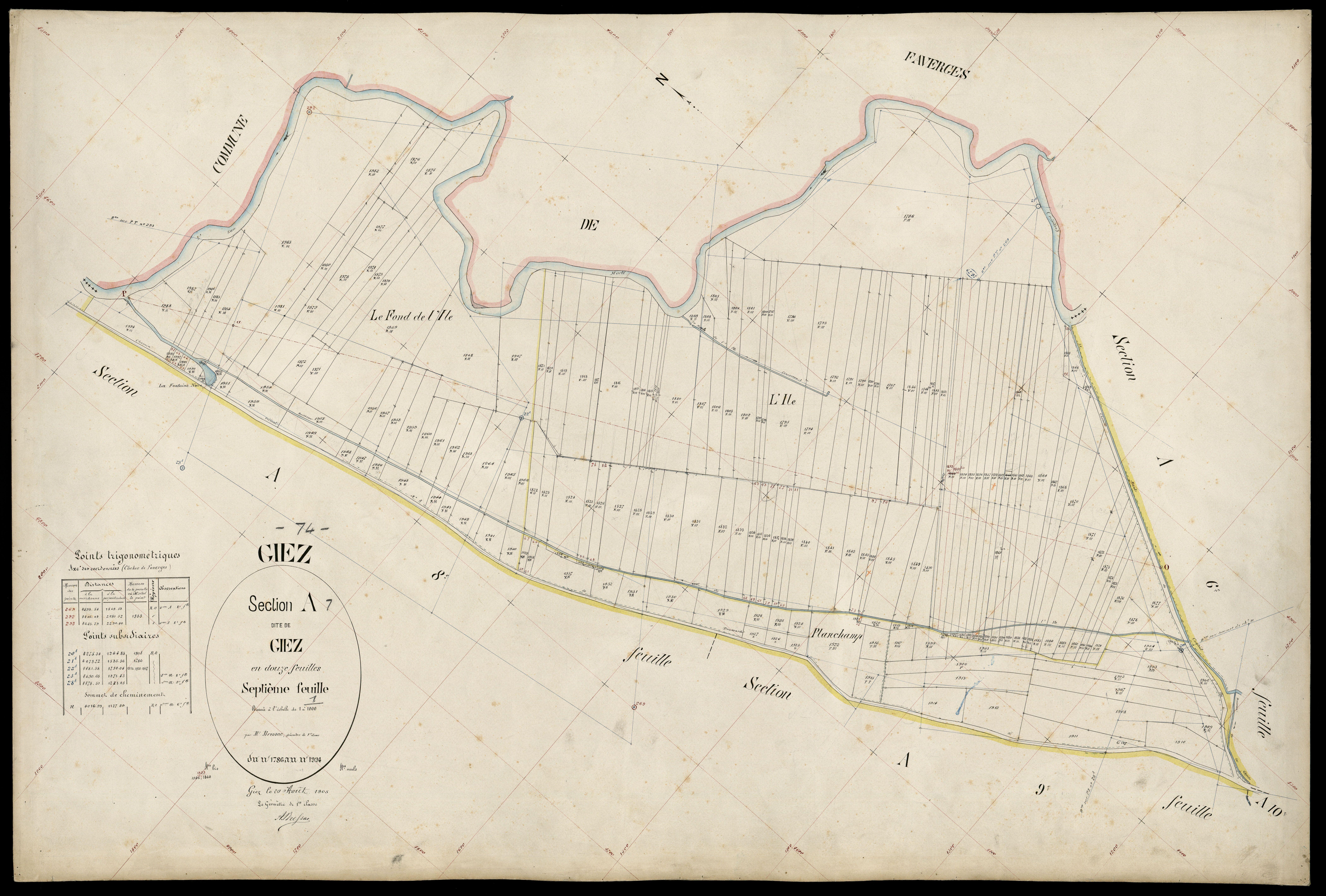 3 P 3 4981 - Feuille n° 8, parcelles n° 199 à 2116 - 20 août 1905