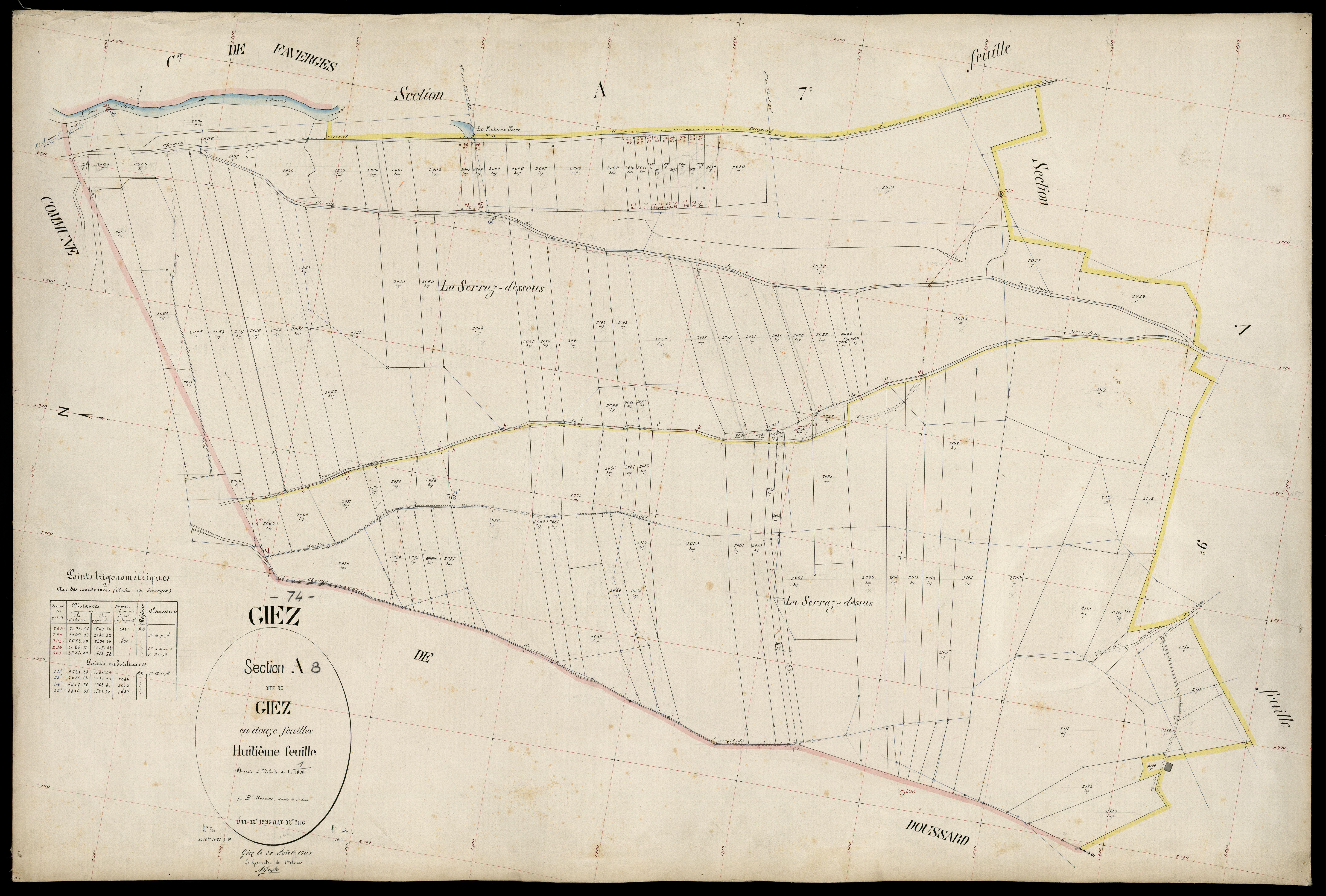 3 P 3 4982 - Feuille n° 9, parcelles n° 2117 à 2260 - 20 août 1905