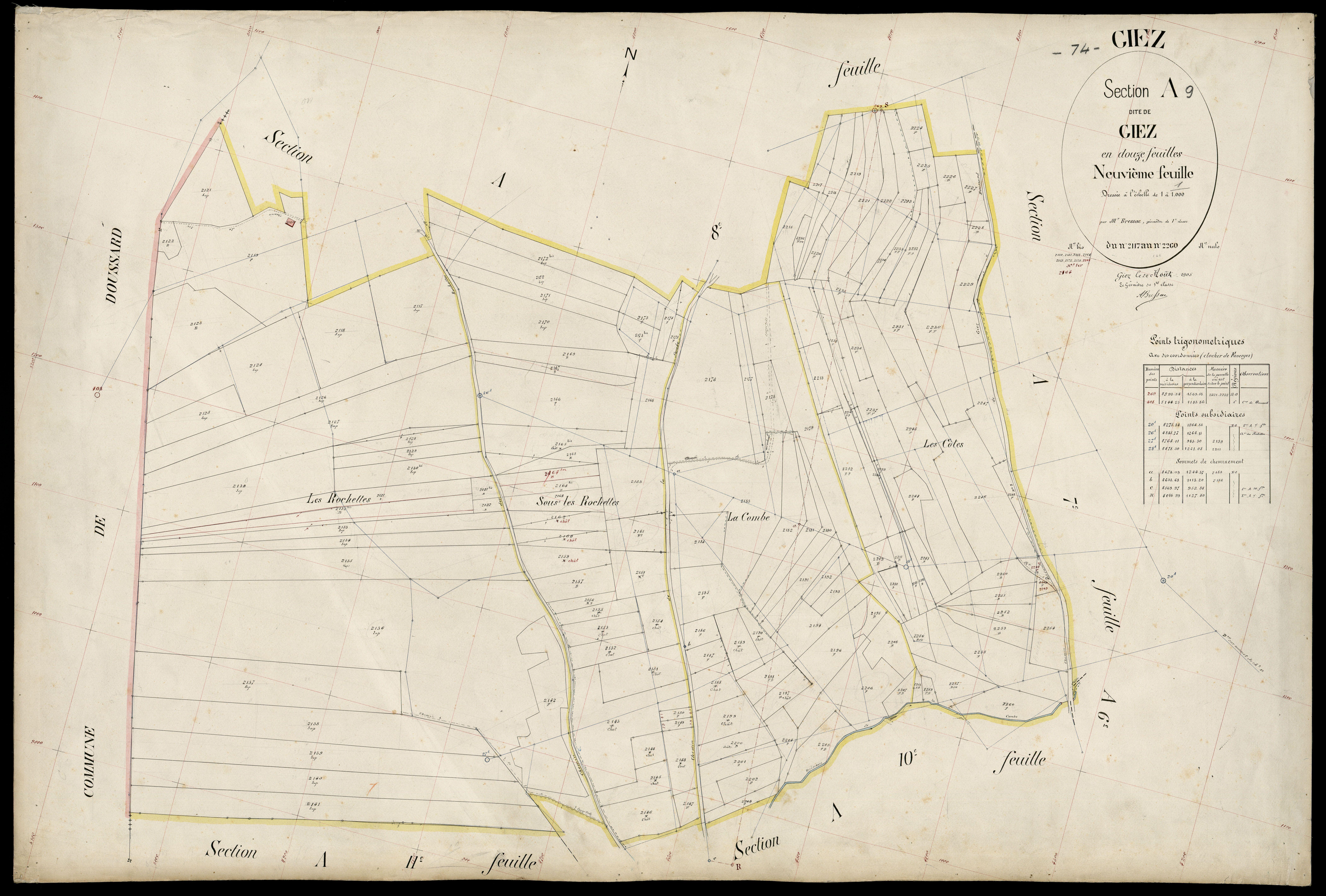 3 P 3 4983 - Feuille n° 10, parcelles n° 2261 à 244 - 20 août 1905