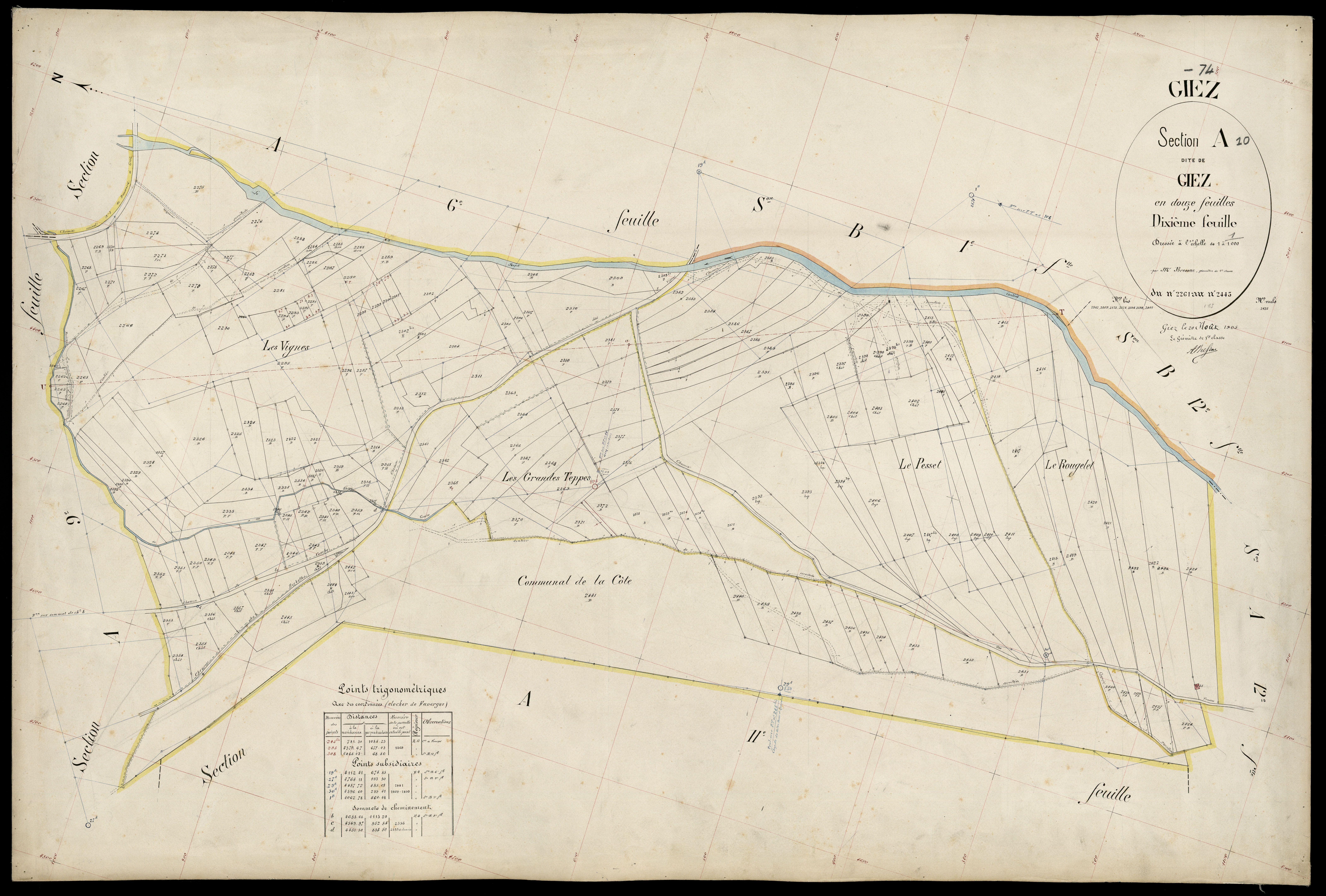 3 P 3 4984 - Feuille n° 11, parcelles n° 2446 à 249 - 20 août 1905