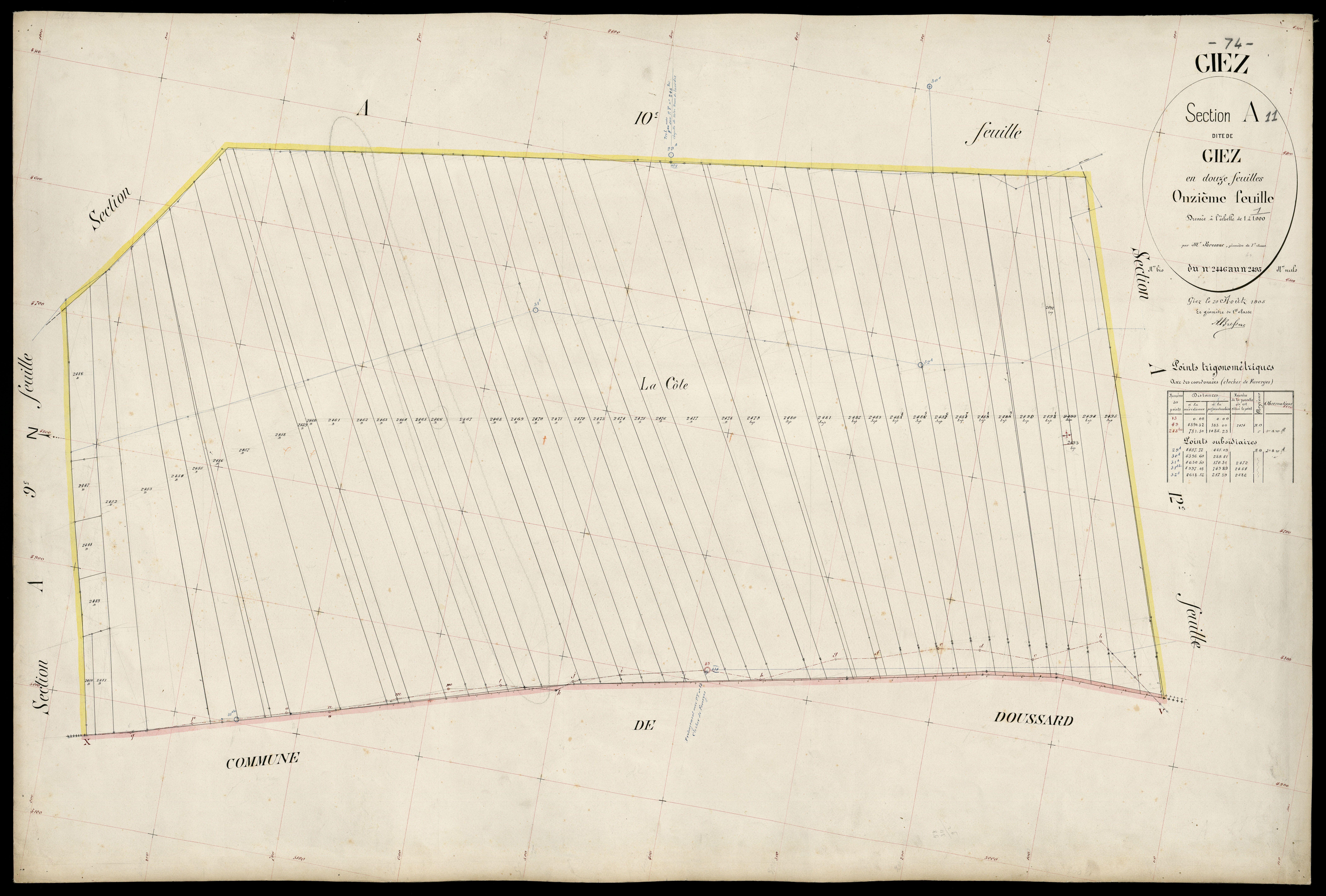 3 P 3 4985 - Feuille n° 12, parcelles n° 2496 à 29 - 20 août 1905