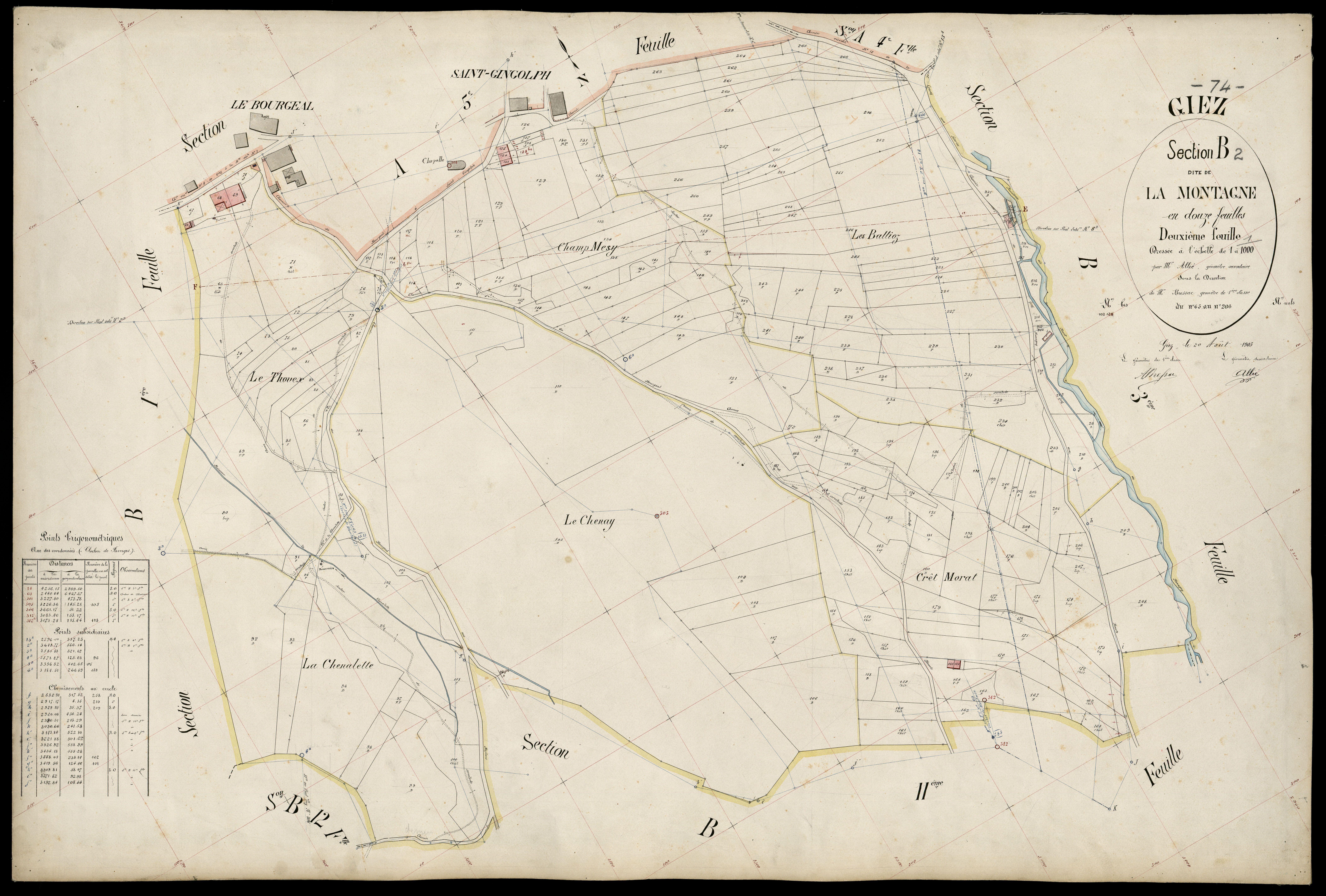 3 P 3 4988 - Feuille n° 3, parcelles n° 267 à 464 - 20 août 1905