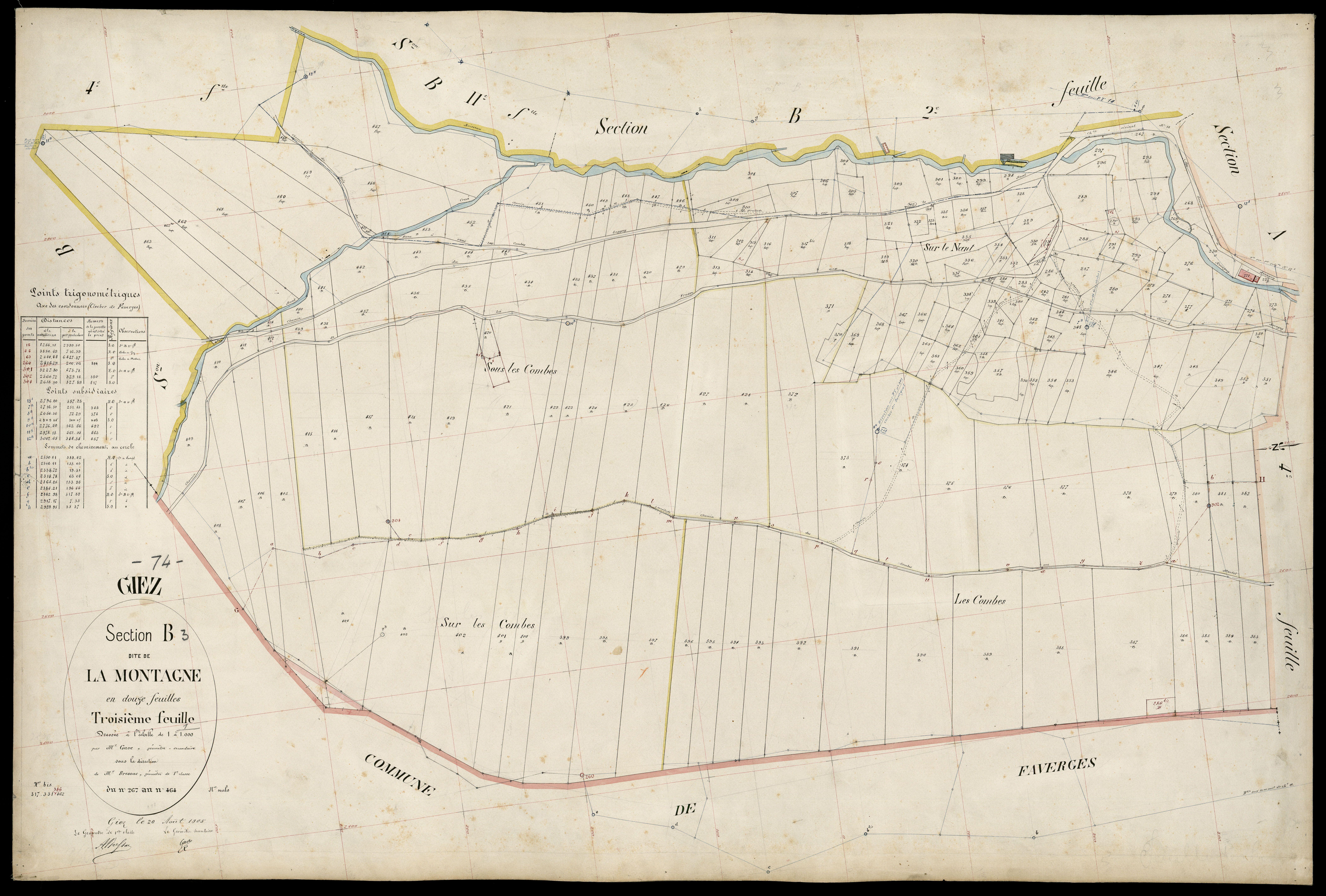 3 P 3 4989 - Feuille n° 4, parcelles n° 464bis à 621 - 20 août 1905