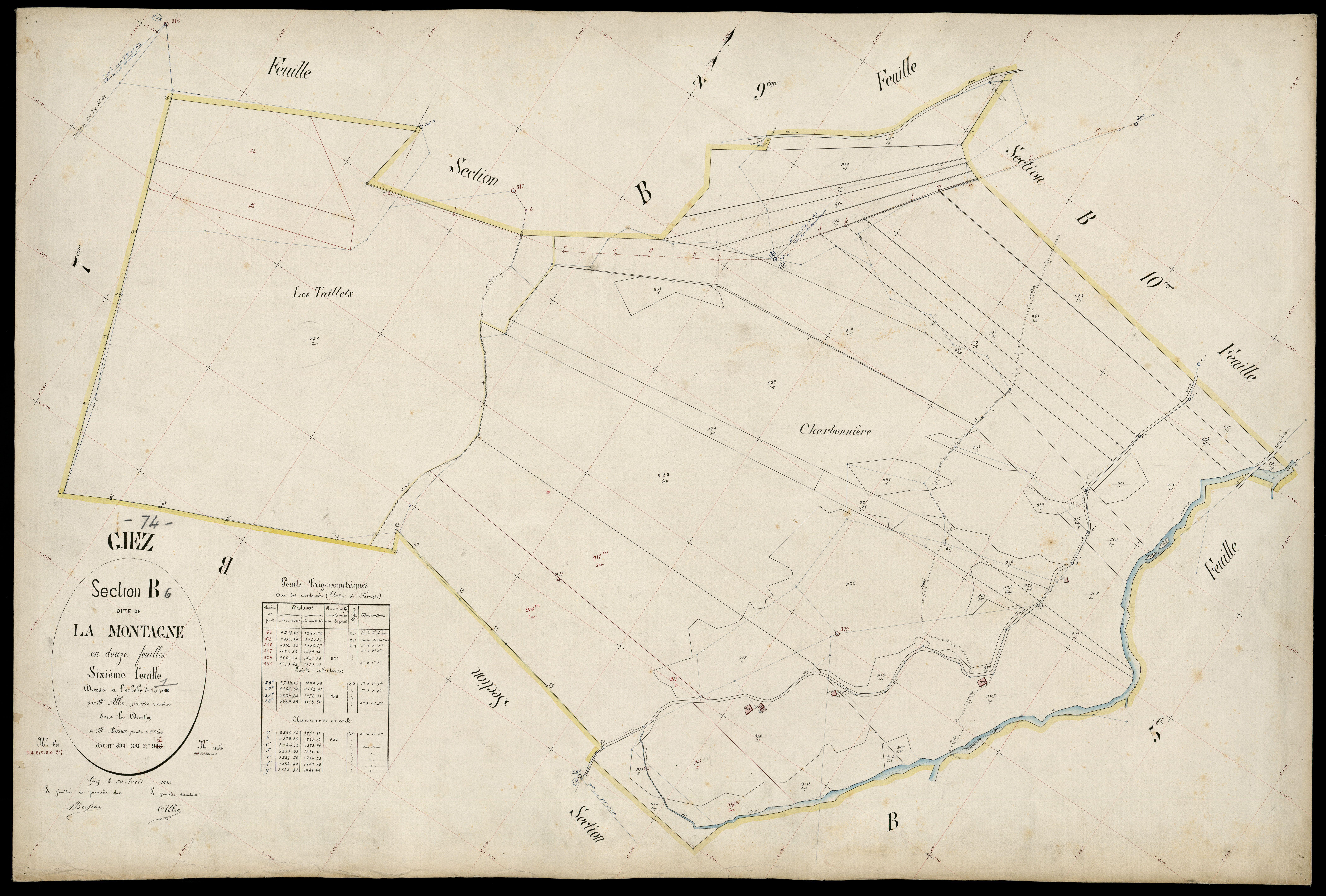 3 P 3 4992 - Feuille n° 7, parcelles n° 93 à 980 - 20 août 1905