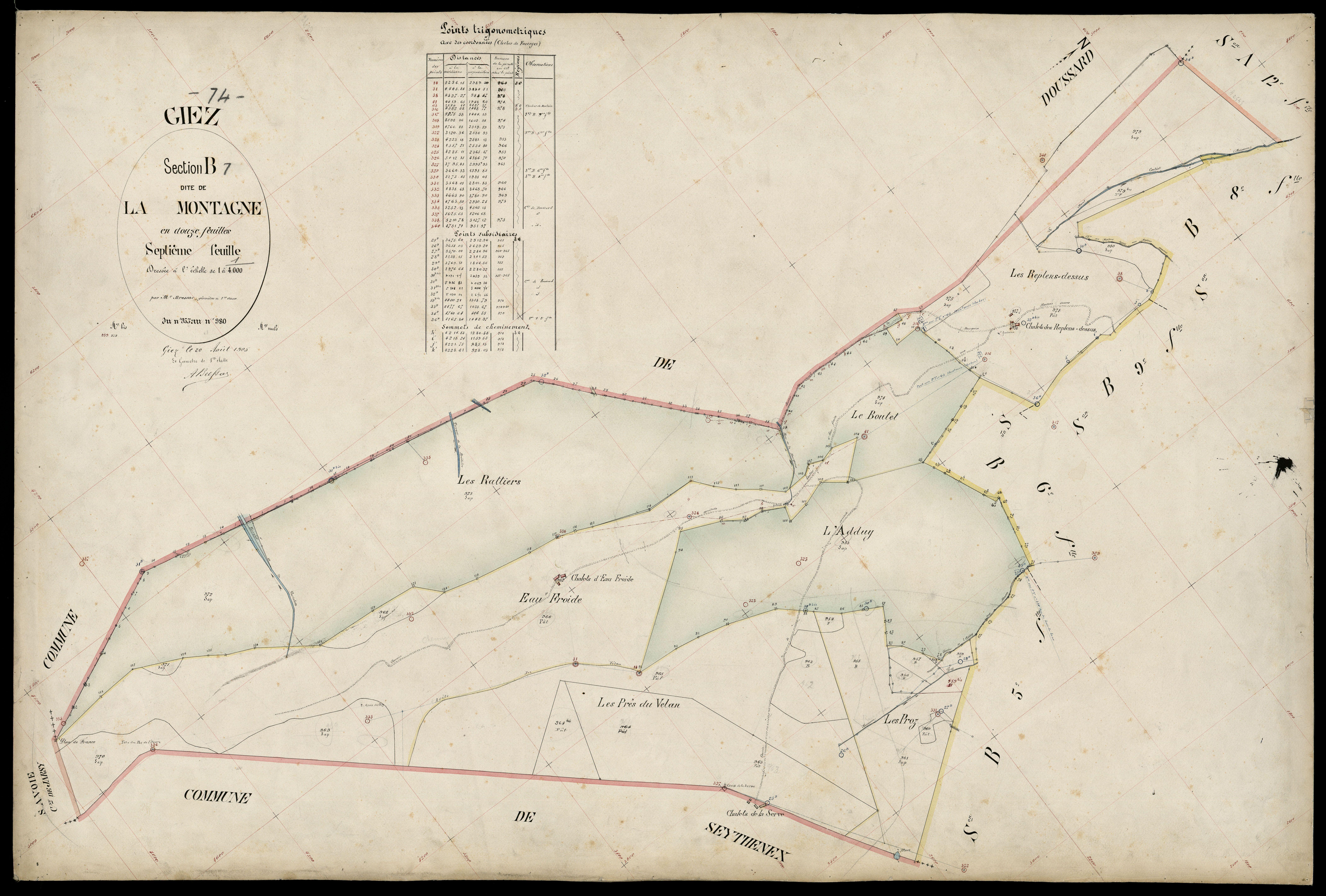 3 P 3 4993 - Feuille n° 8, parcelles n° 981 à 1062 - 20 août 1905