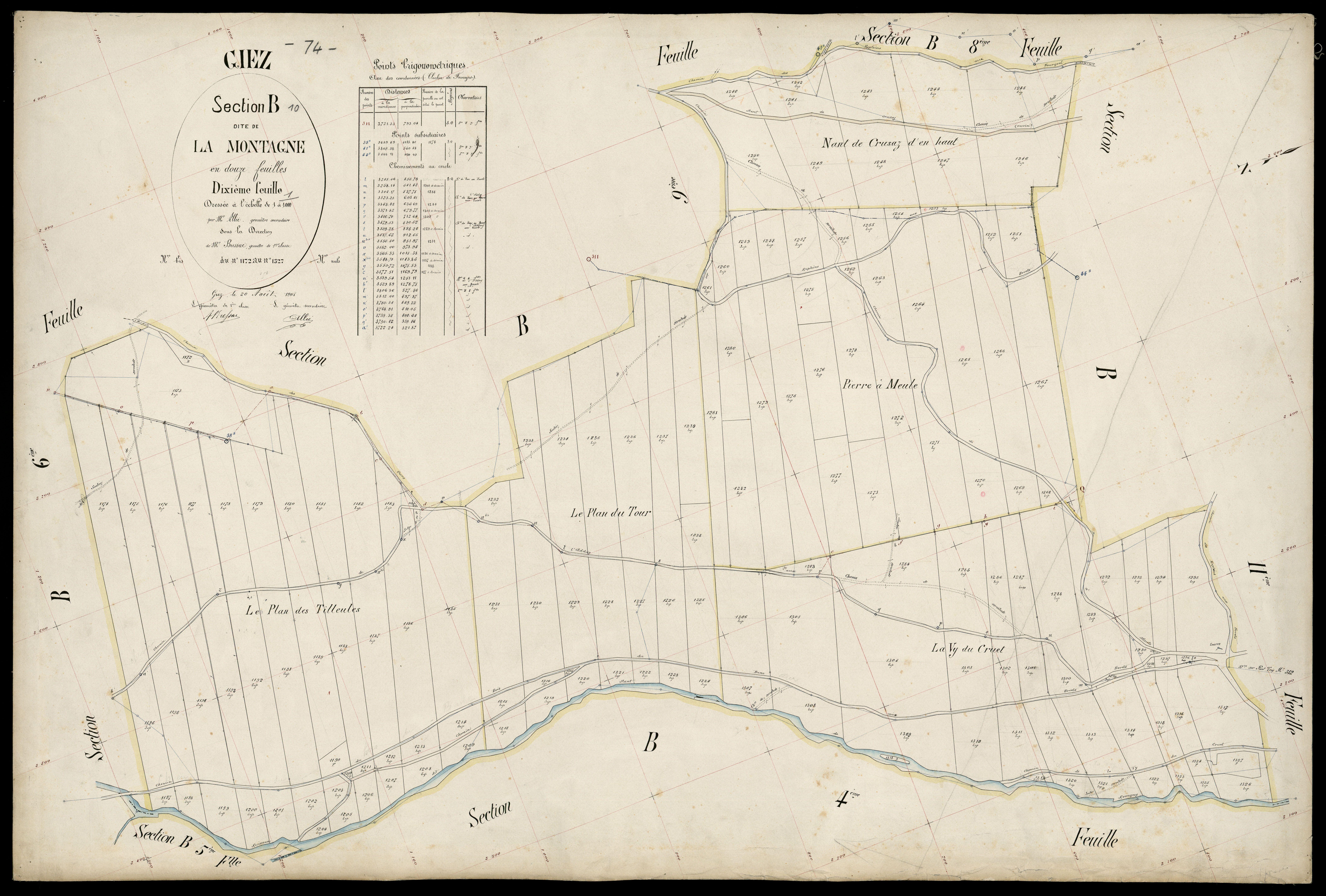 3 P 3 4996 - Feuille n° 11, parcelles n° 1328 à 1442 - 20 août 1905
