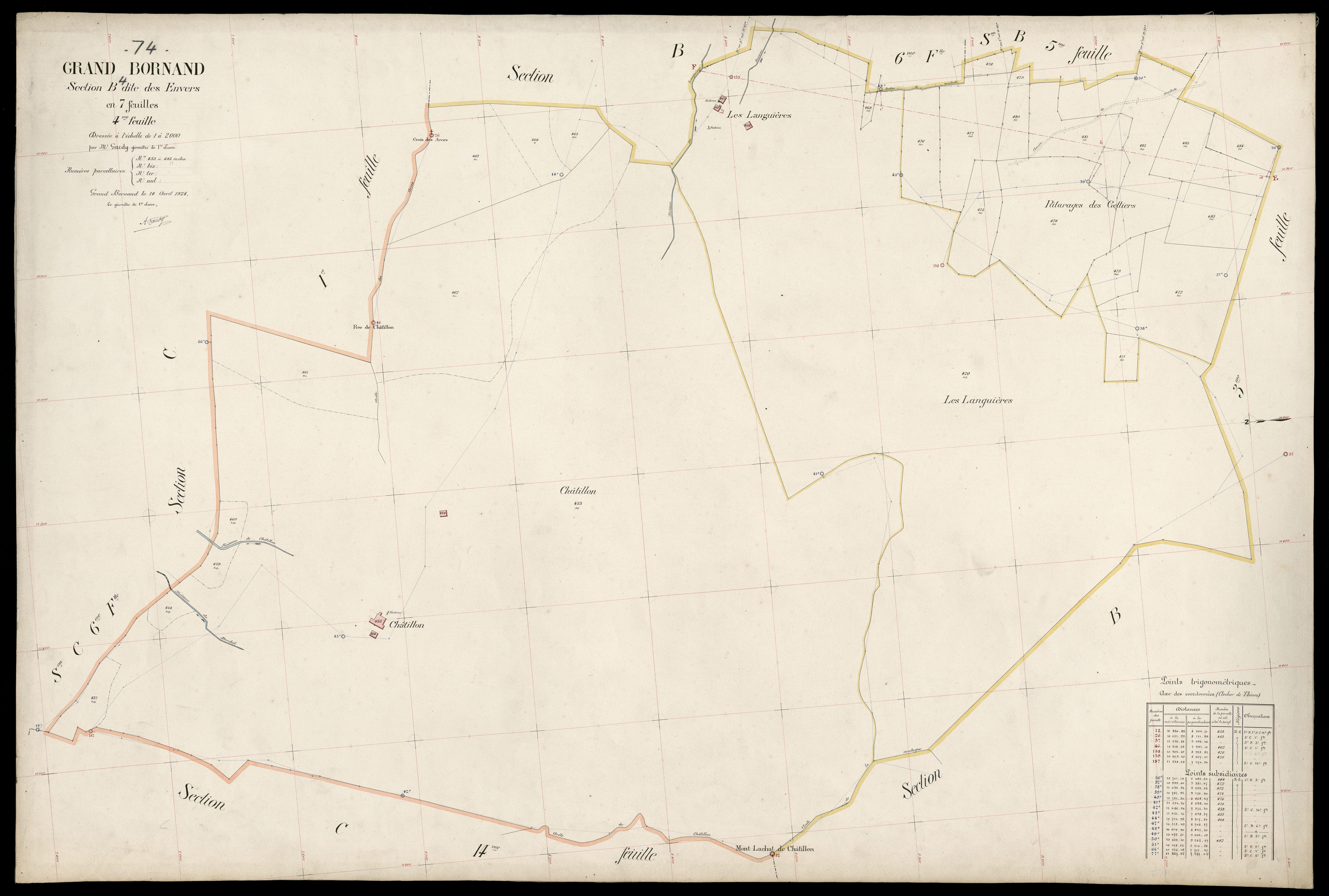 3 P 3 5012 - Feuille n° , parcelles n° 486 à 901 - 14 avril 1924