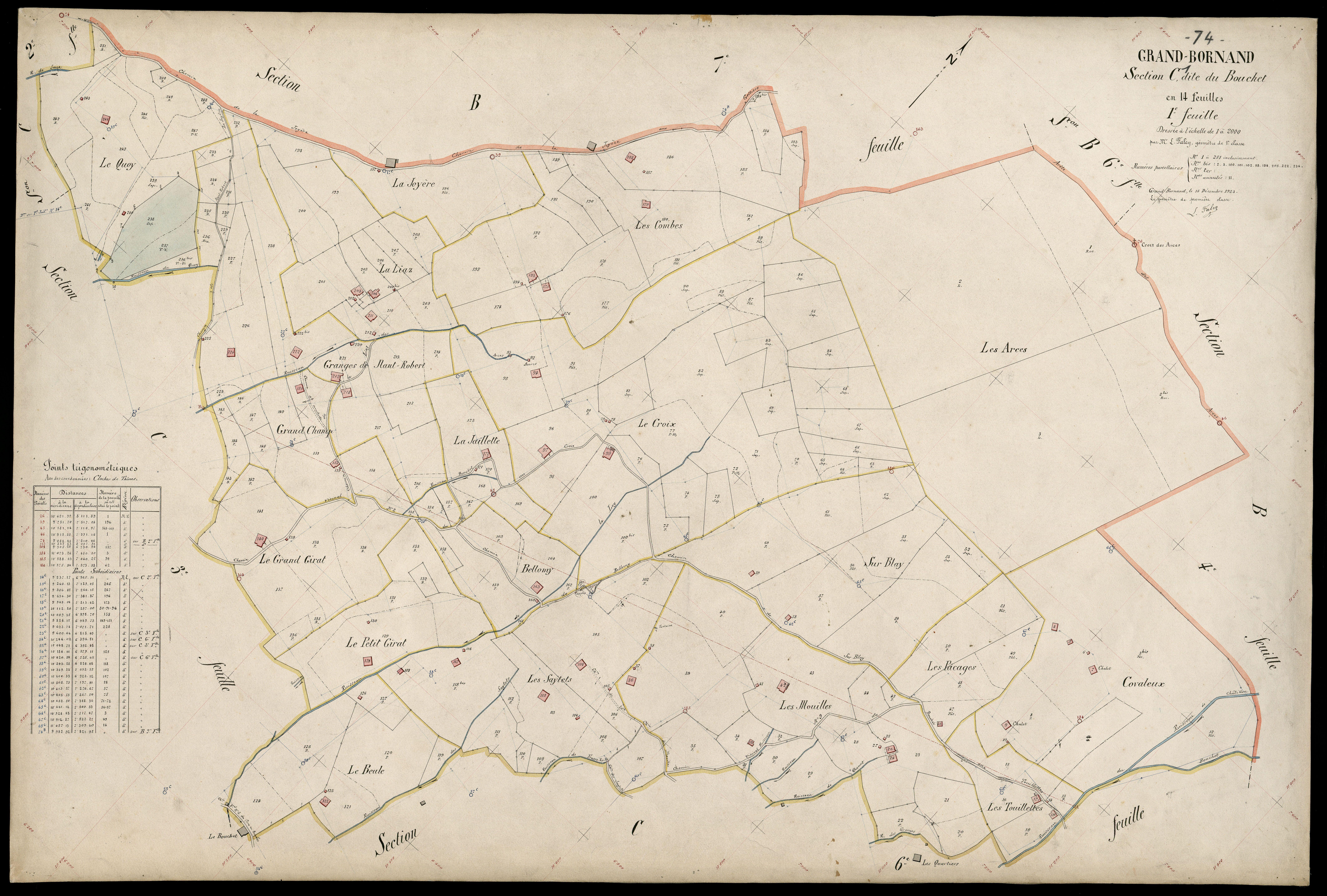 3 P 3 5016 - Feuille n° 2, parcelles n° 22 à 679 - 15 décembre 1923