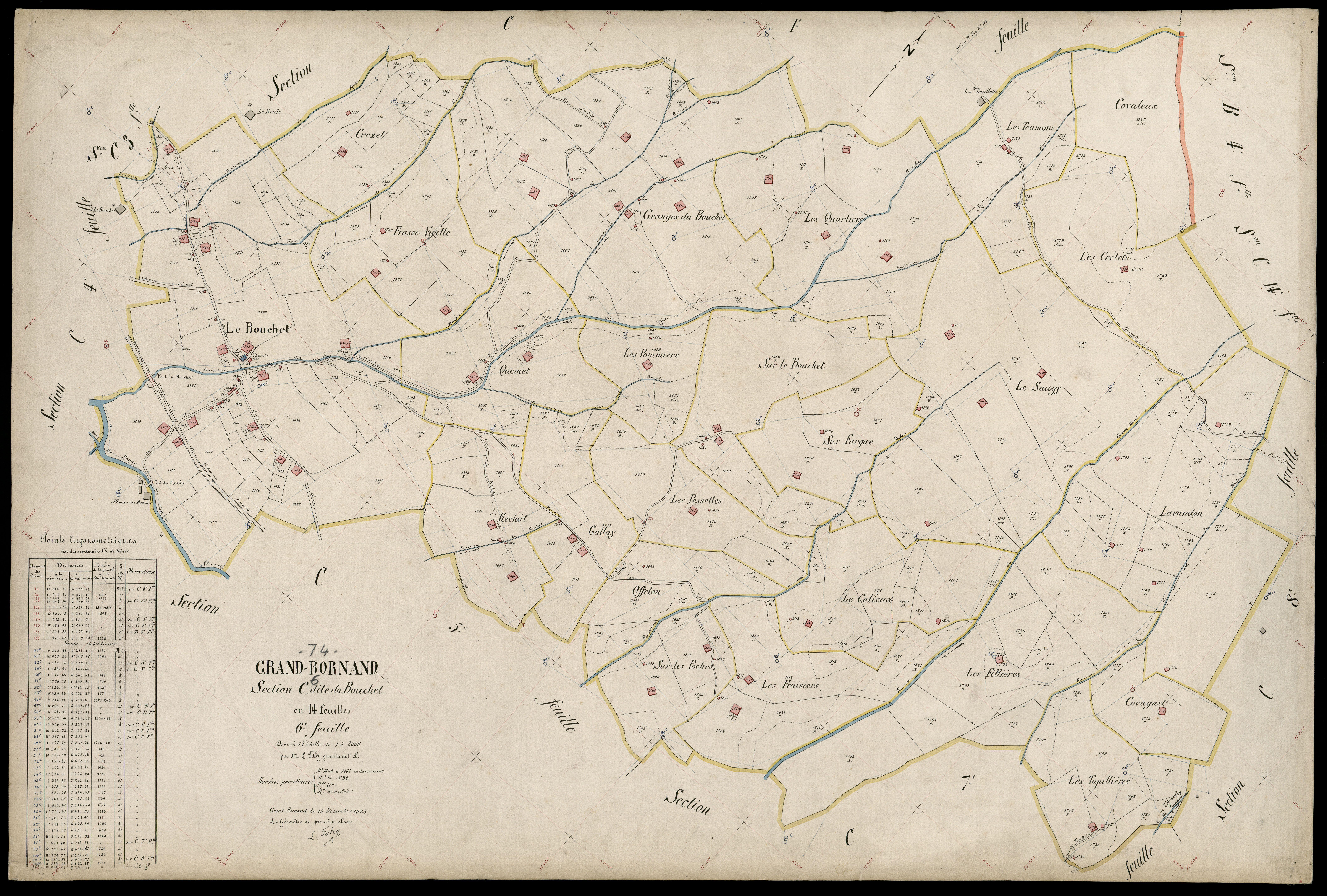 3 P 3 5021 - Feuille n° 7, parcelles n° 1843 à 2083 - 15 décembre 1923