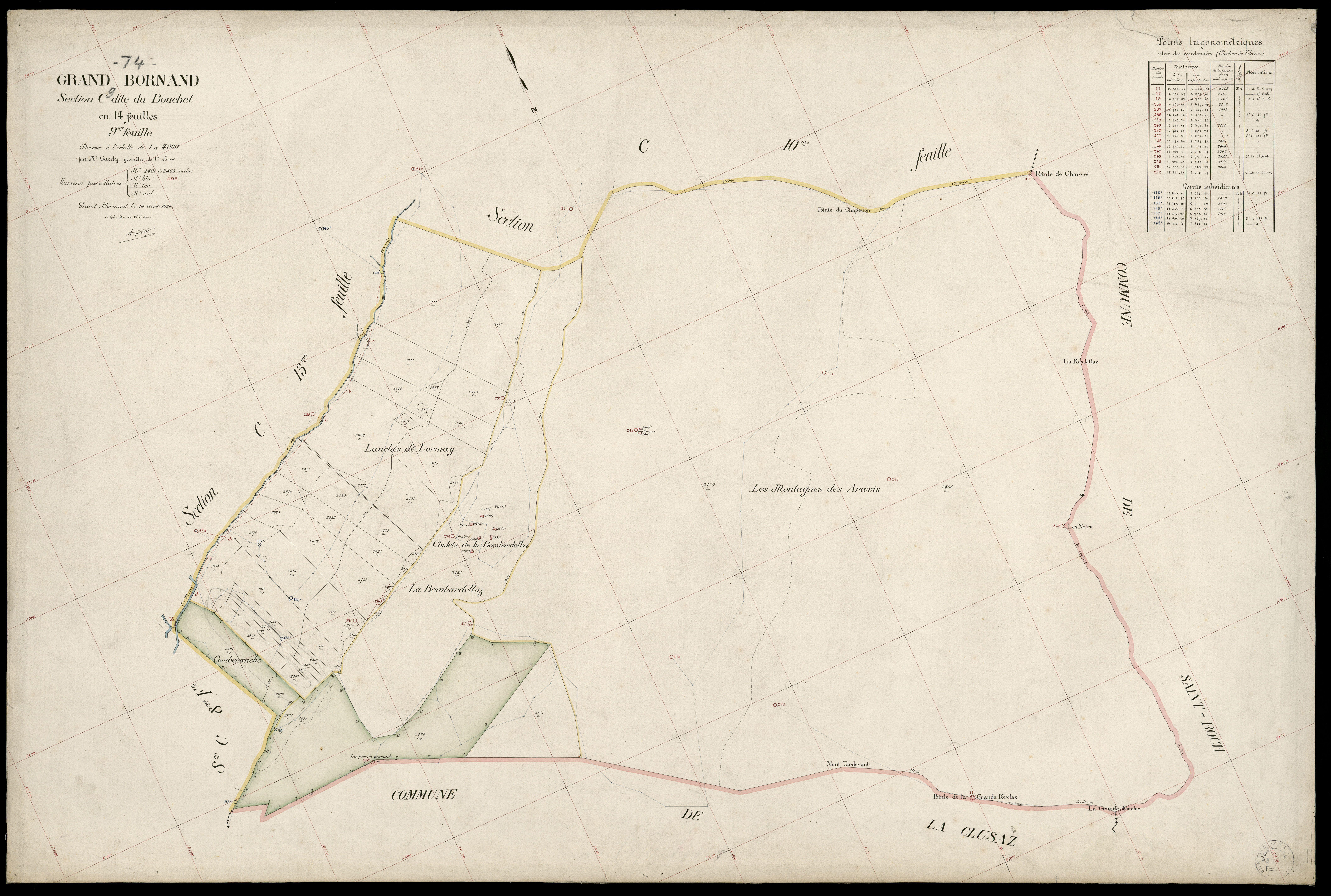 3 P 3 5024 - Feuille n° 10, parcelles n° 2466 à 249 - 14 avril 1924