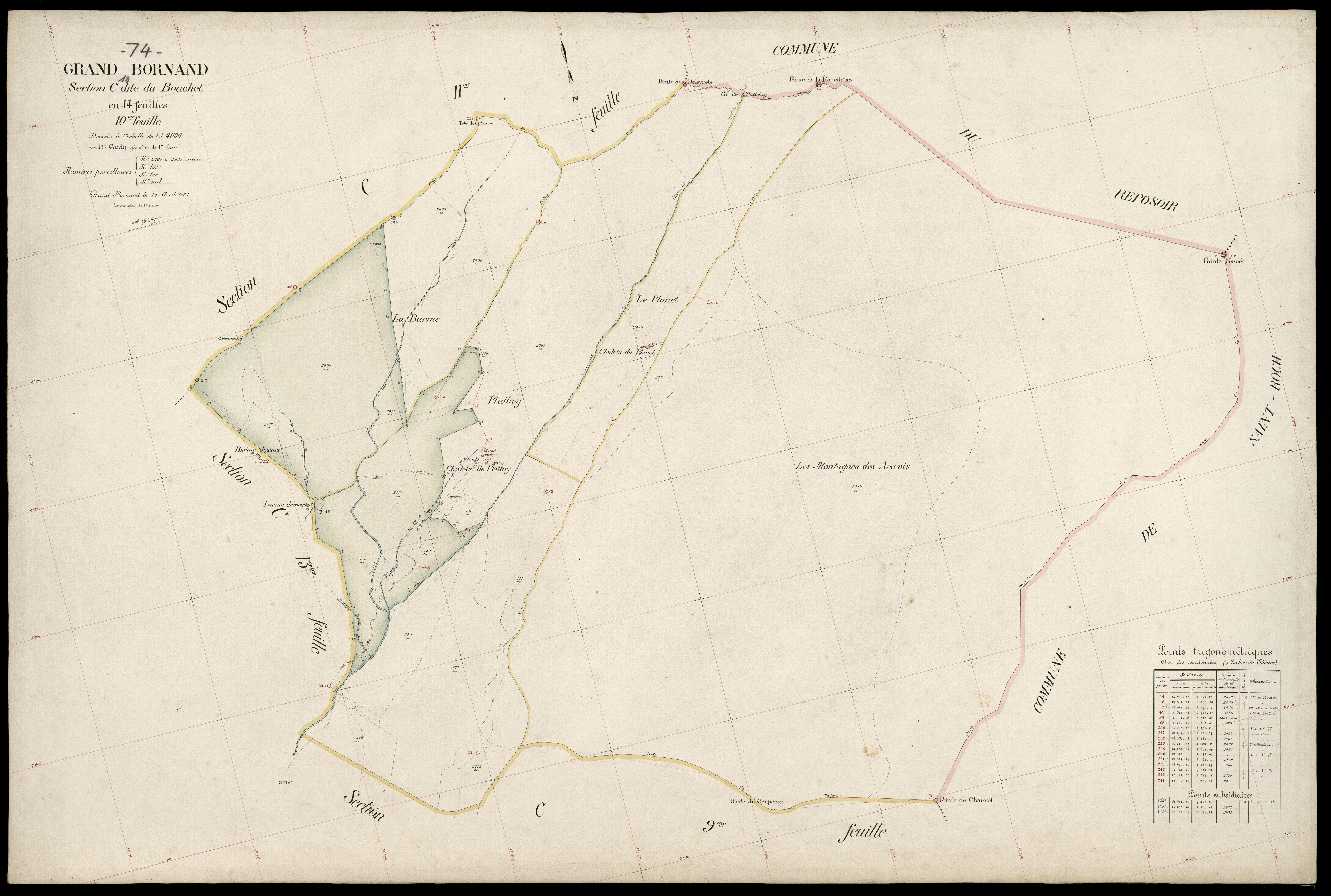 3 P 3 5025 - Feuille n° 11, parcelles n° 2496 à 264 - 14 avril 1924