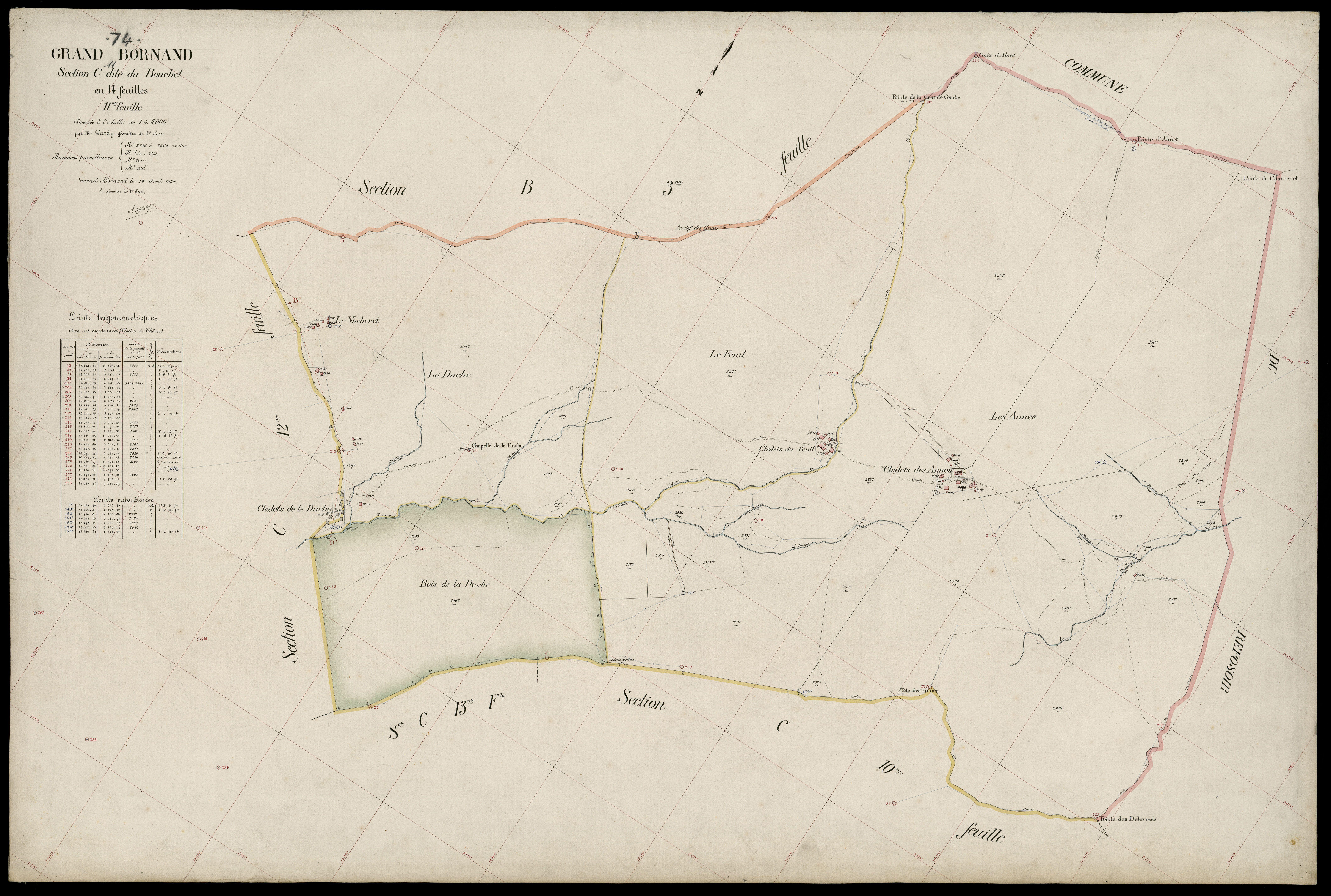 3 P 3 5026 - Feuille n° 12, parcelles n° 26 à 2648 - 14 avril 1924
