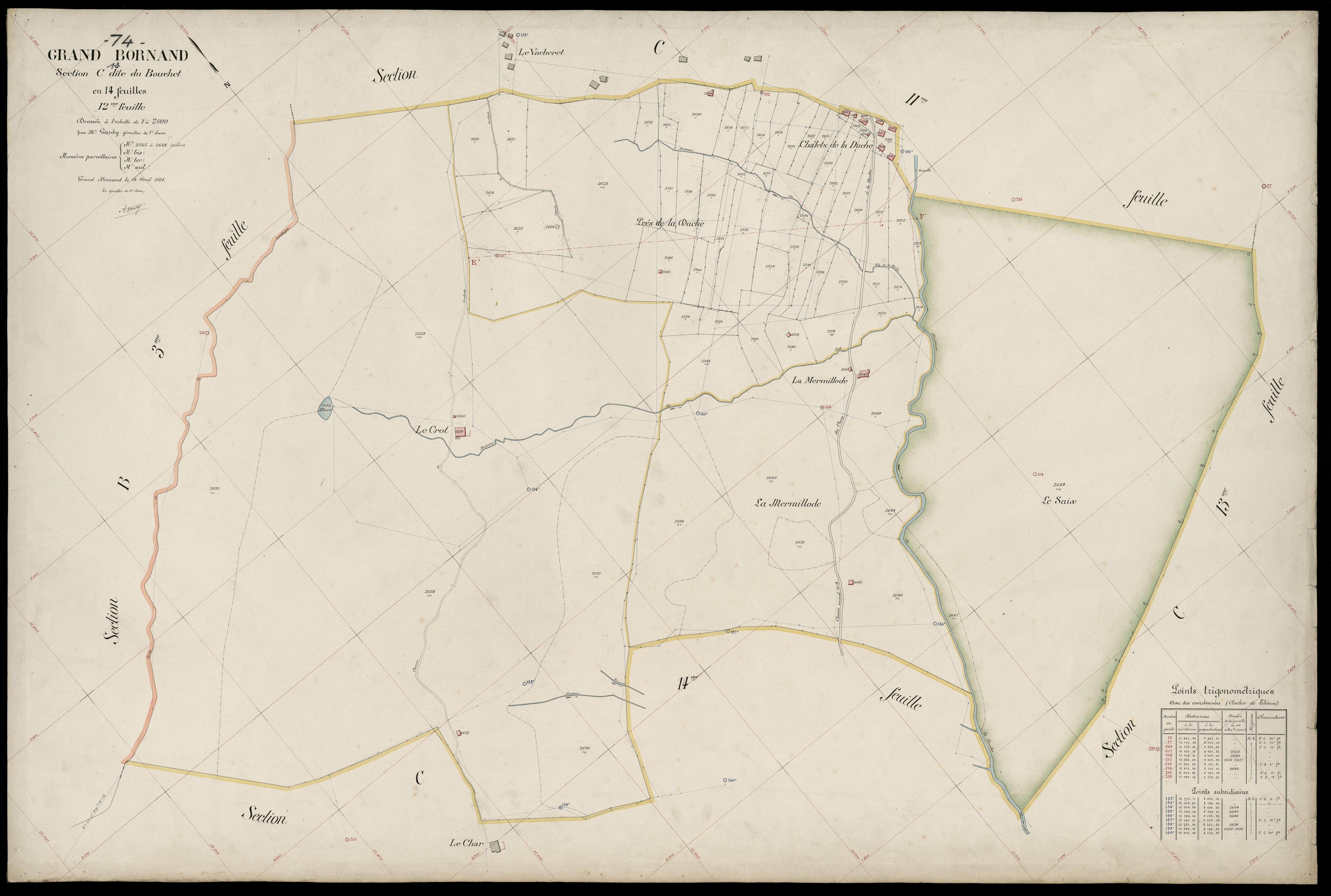 3 P 3 5027 - Feuille n° 13, parcelles n° 2649 à 2870 - 14 avril 1924