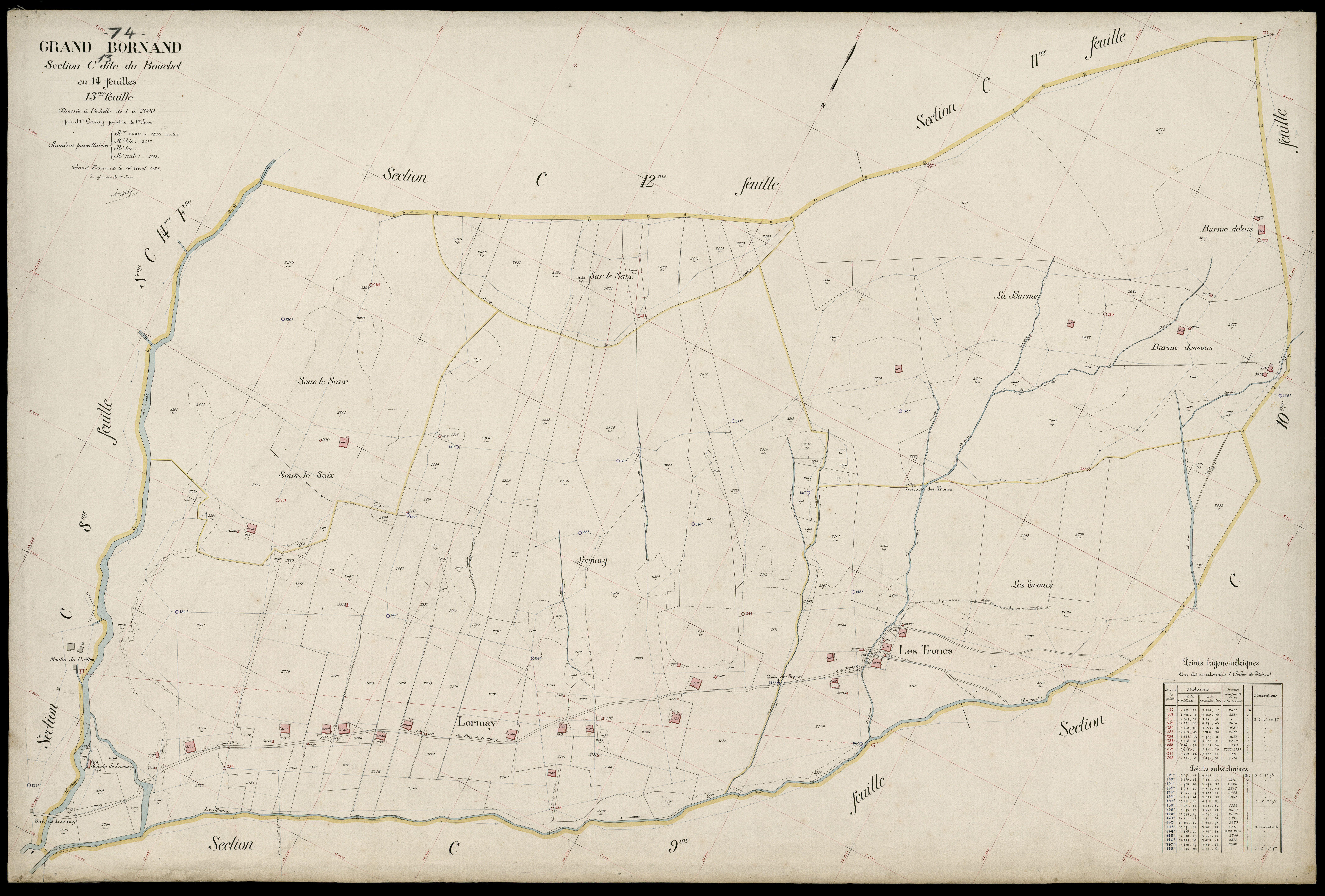 3 P 3 5028 - Feuille n° 14, parcelles n° 2871 à 294 - 14 avril 1924